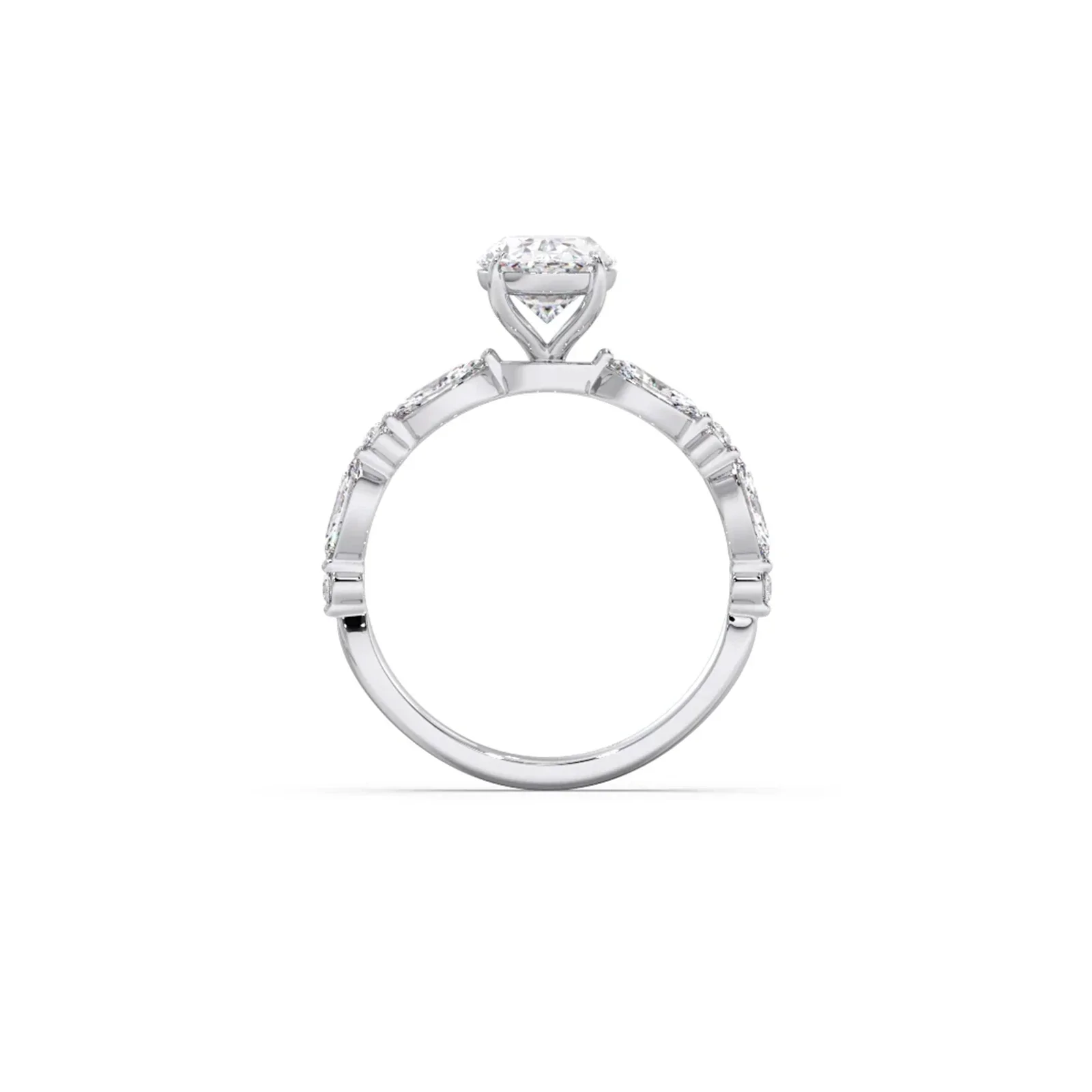 Oval Cut with Side Diamonds Accent Engagement Ring - Image 11