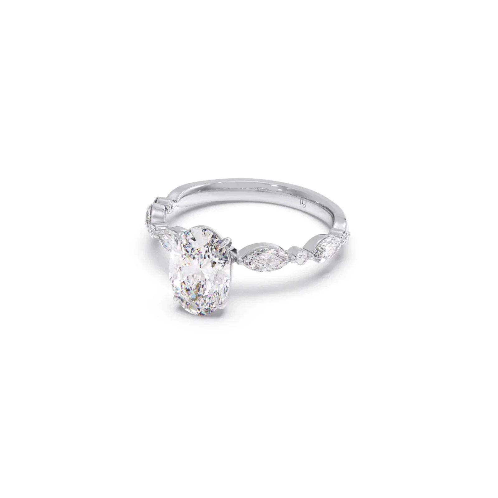 Oval Cut with Side Diamonds Accent Engagement Ring - Image 12