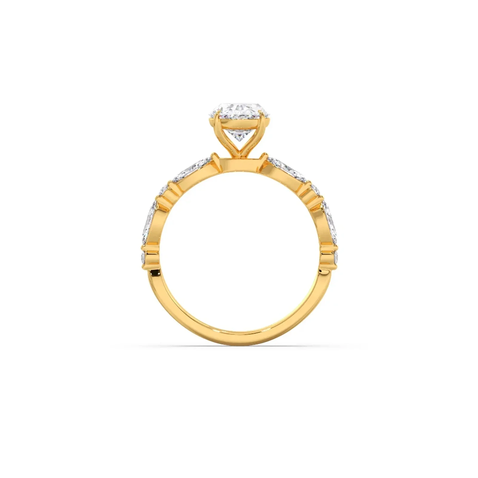 Oval Cut with Side Diamonds Accent Engagement Ring - Image 3