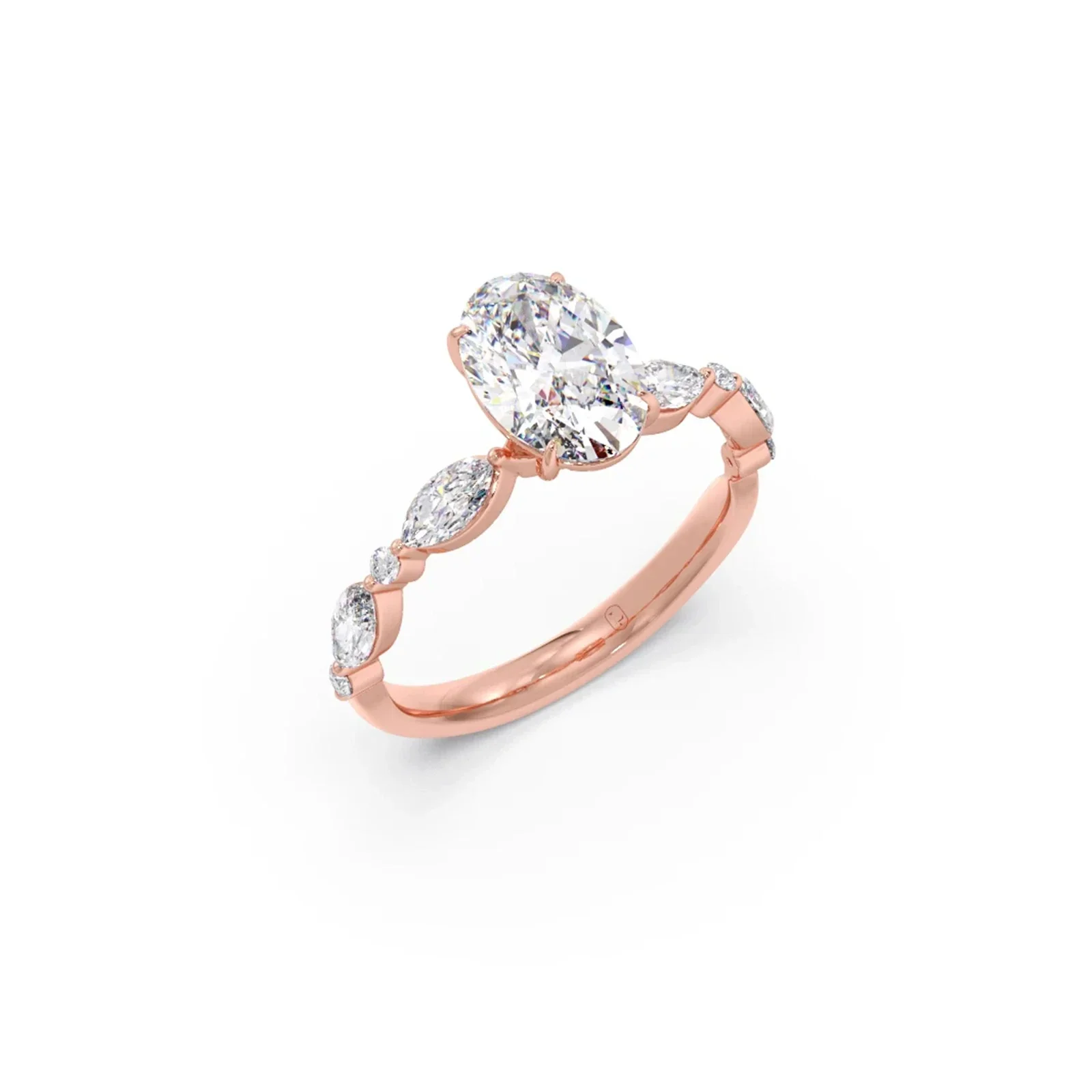Oval Cut with Side Diamonds Accent Engagement Ring - Image 5