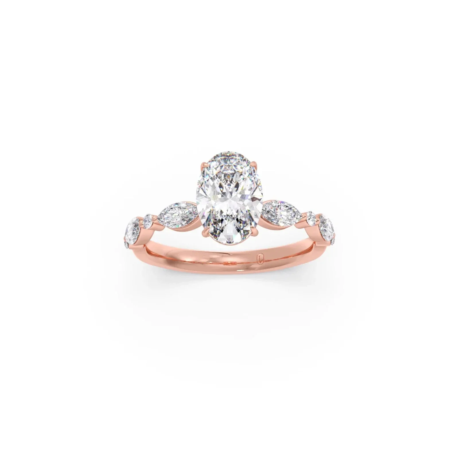 Oval Cut with Side Diamonds Accent Engagement Ring - Image 6