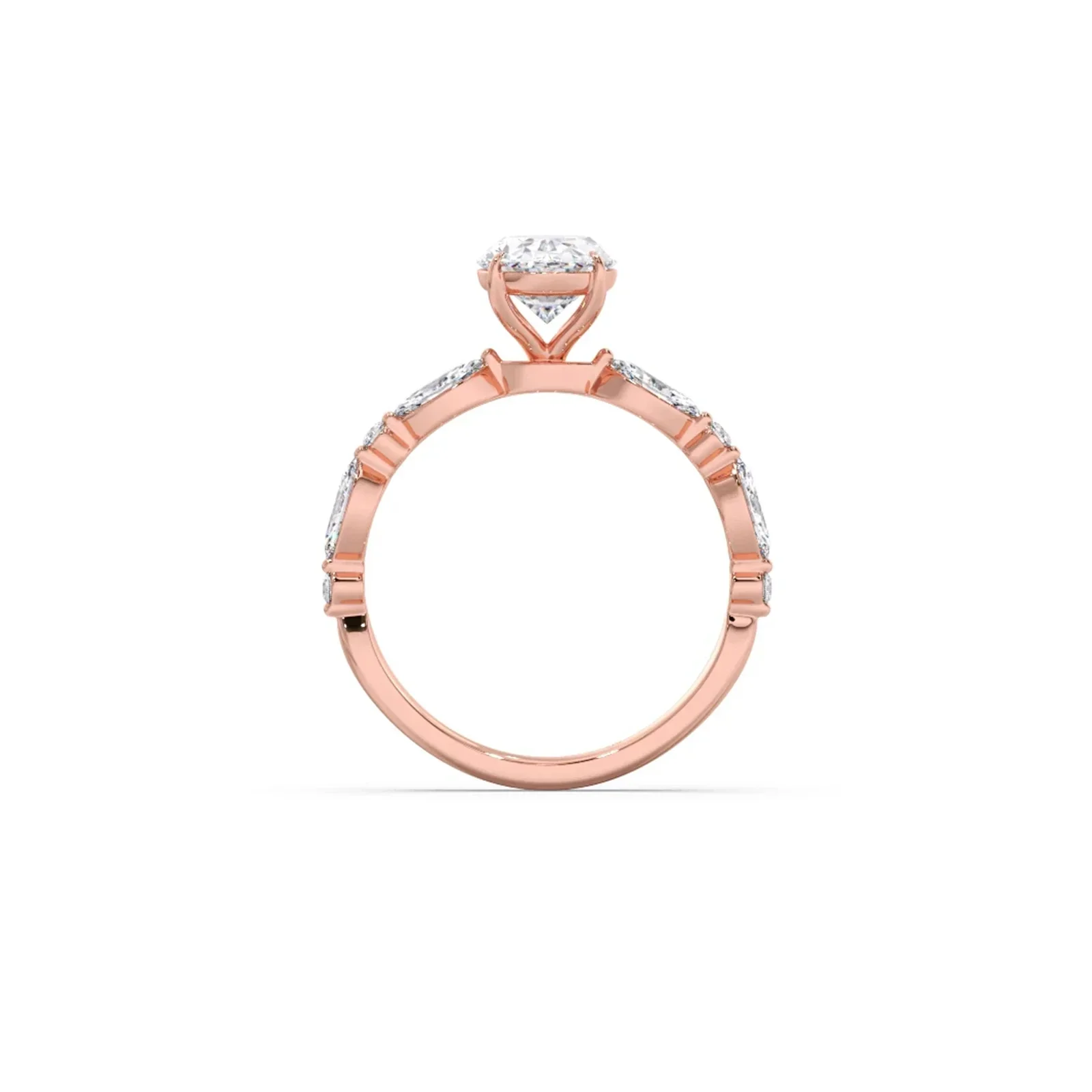 Oval Cut with Side Diamonds Accent Engagement Ring - Image 7