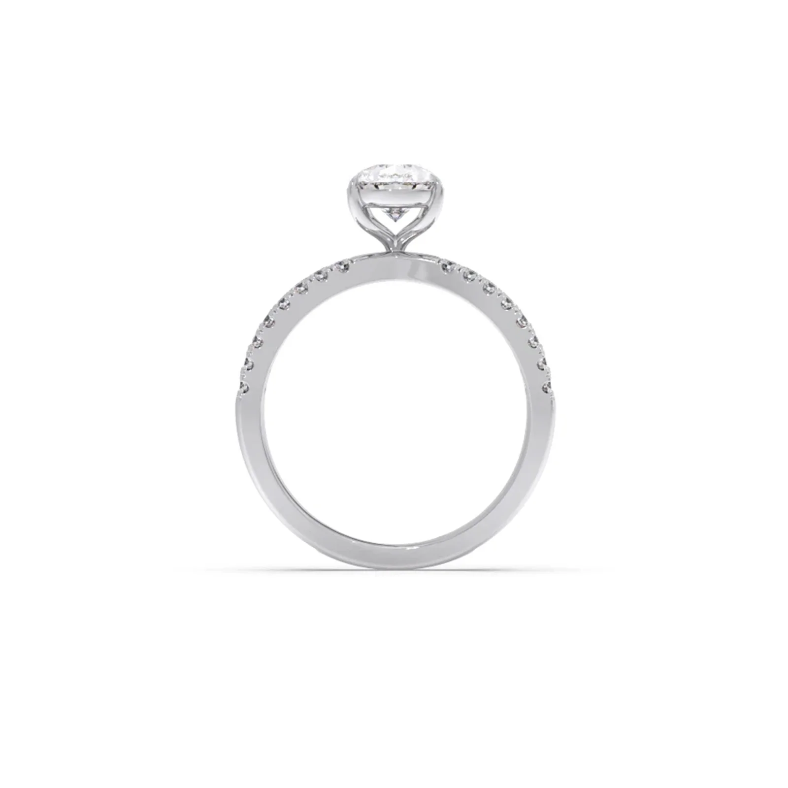 Pear Diamond Crossover Micro Pave Engagement Ring - Image 11