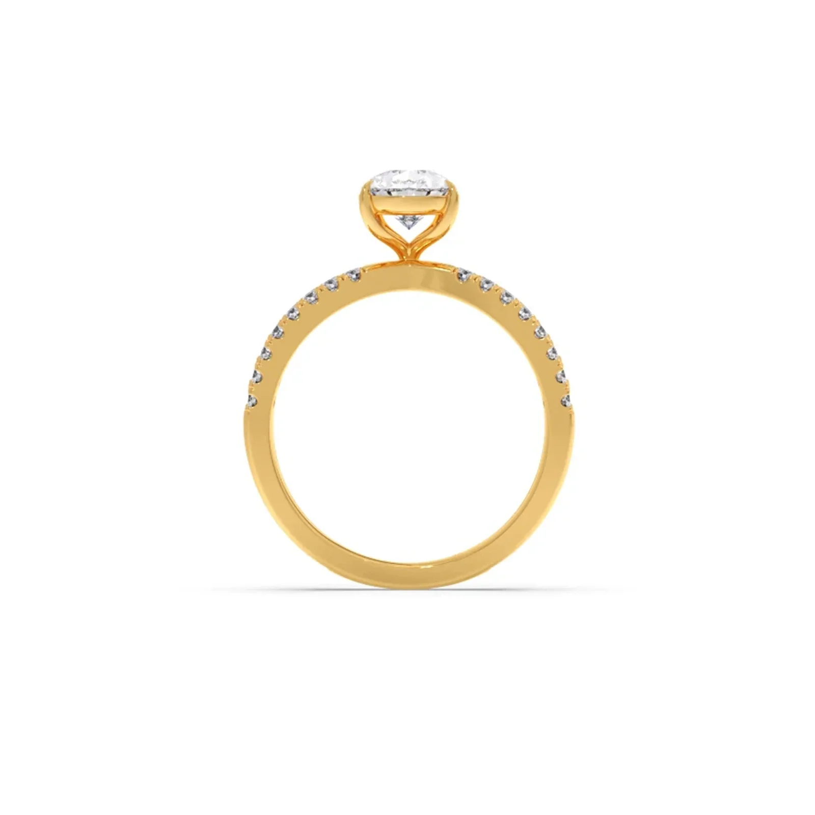 Pear Diamond Crossover Micro Pave Engagement Ring - Image 3