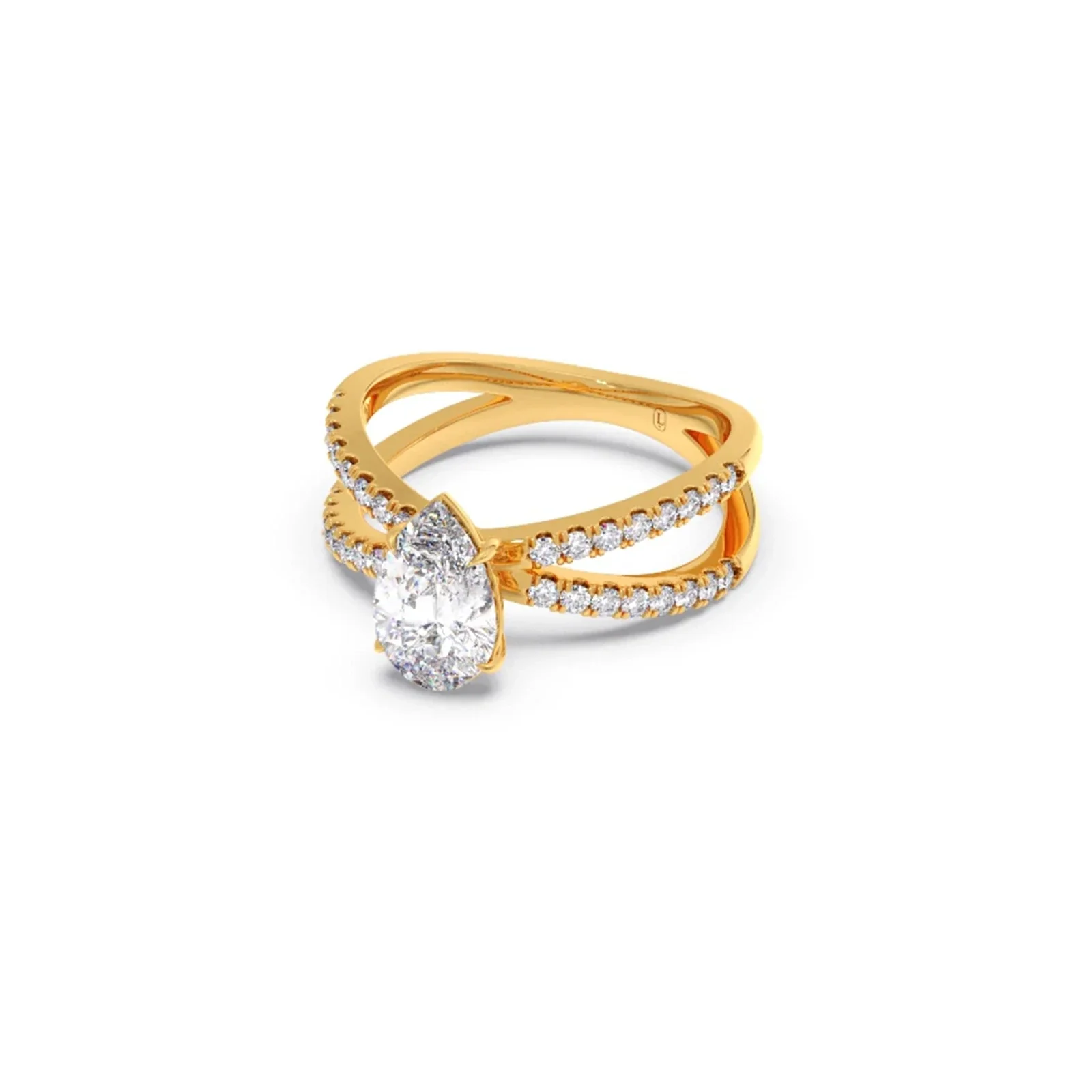 Pear Diamond Crossover Micro Pave Engagement Ring - Image 4
