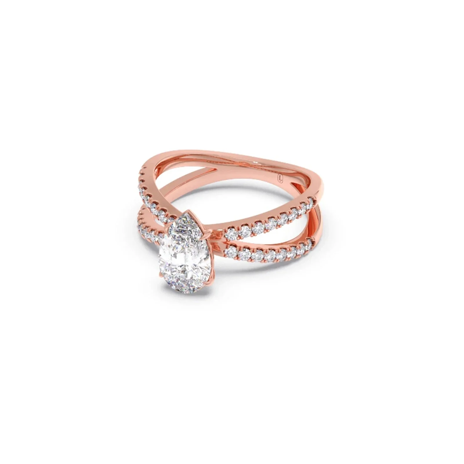 Pear Diamond Crossover Micro Pave Engagement Ring - Image 8