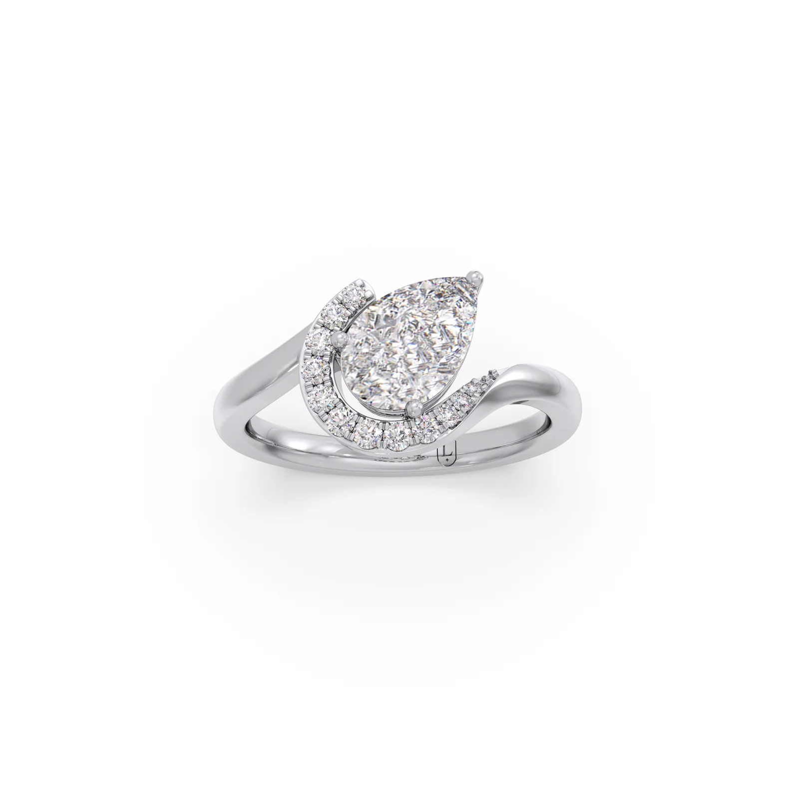 Pear & Round Wavy Diamond Ring - Image 10