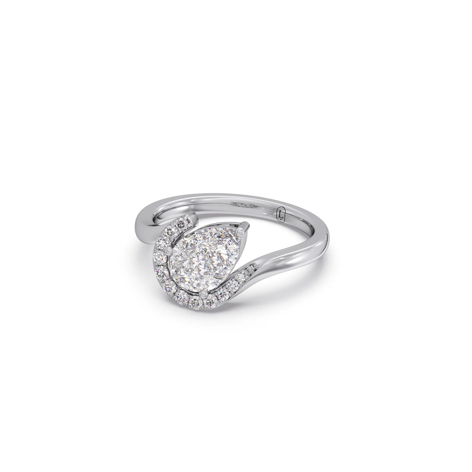 Pear & Round Wavy Diamond Ring - Image 12