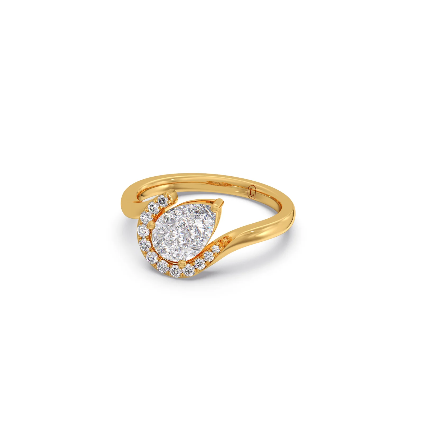 Pear & Round Wavy Diamond Ring - Image 4