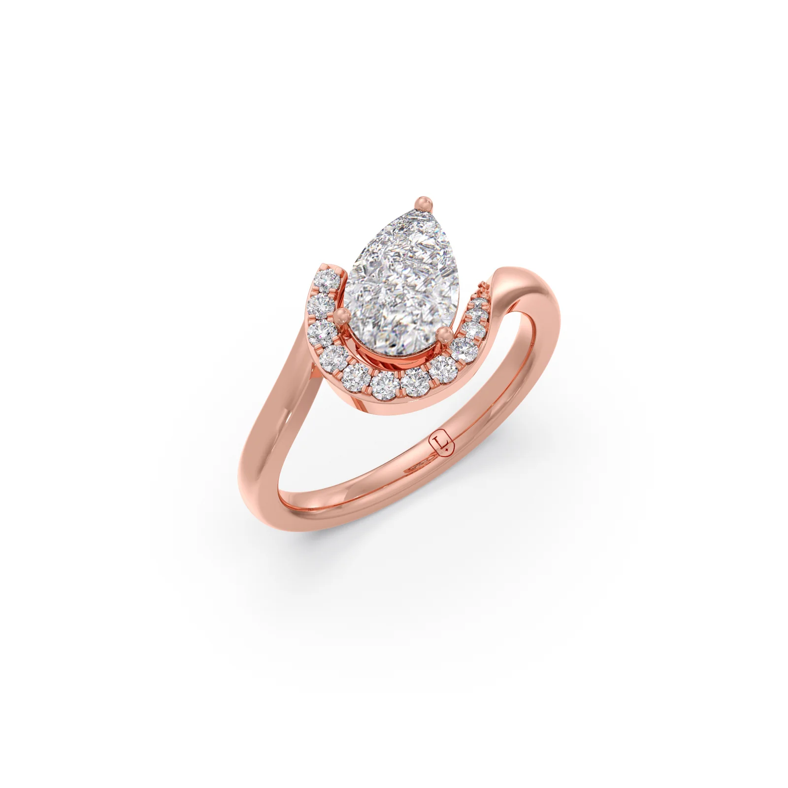 Pear & Round Wavy Diamond Ring - Image 5