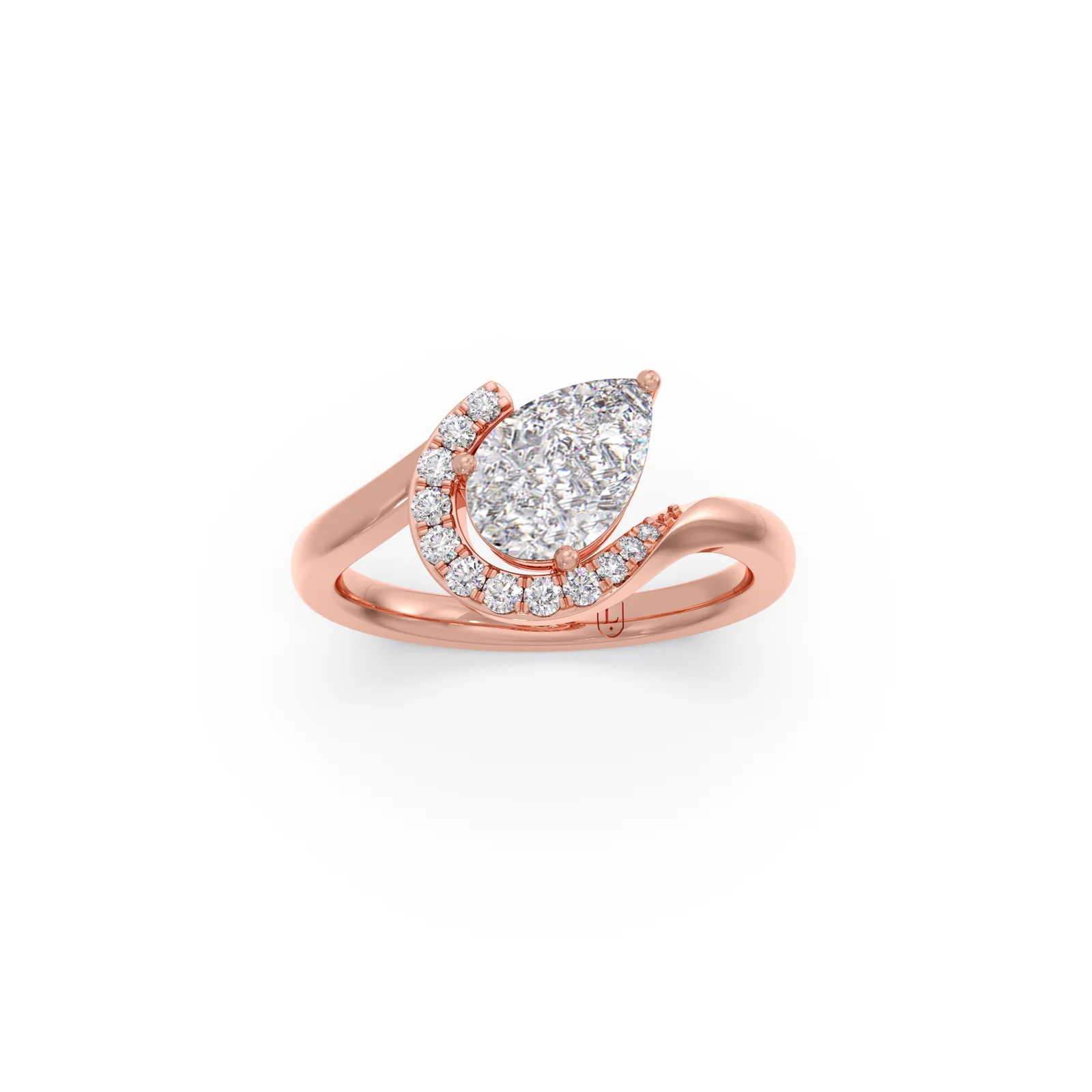 Pear & Round Wavy Diamond Ring - Image 6