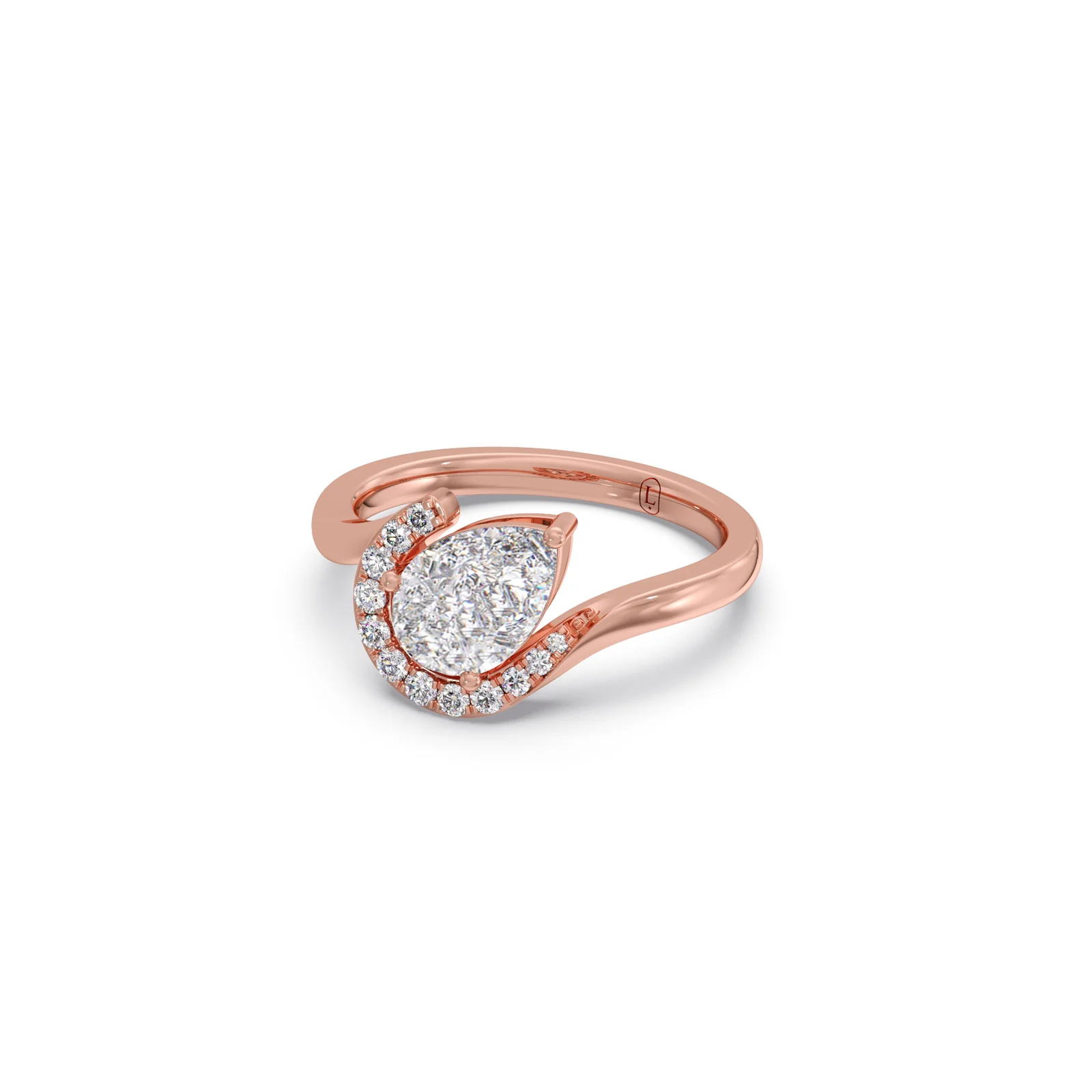 Pear & Round Wavy Diamond Ring - Image 8