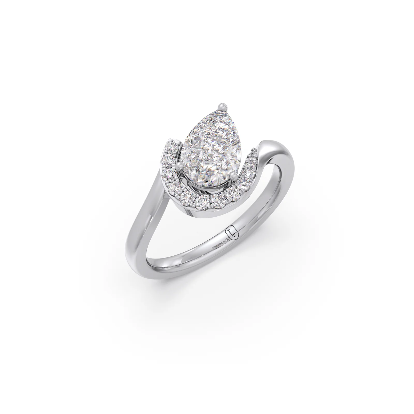 Pear & Round Wavy Diamond Ring - Image 9
