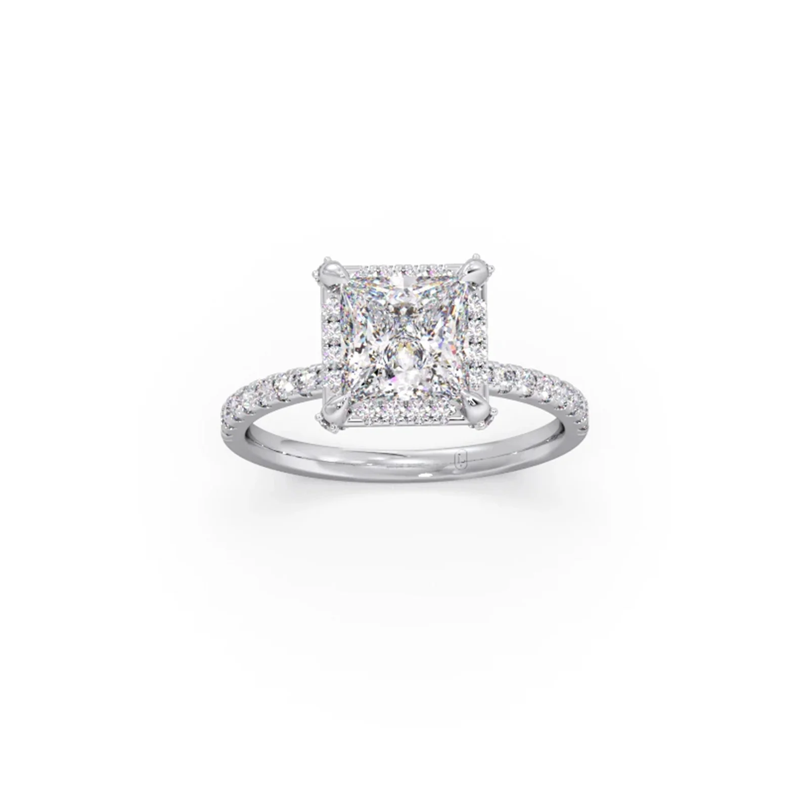 Princess Shape Diamond with Halo Setting Ring - Image 10