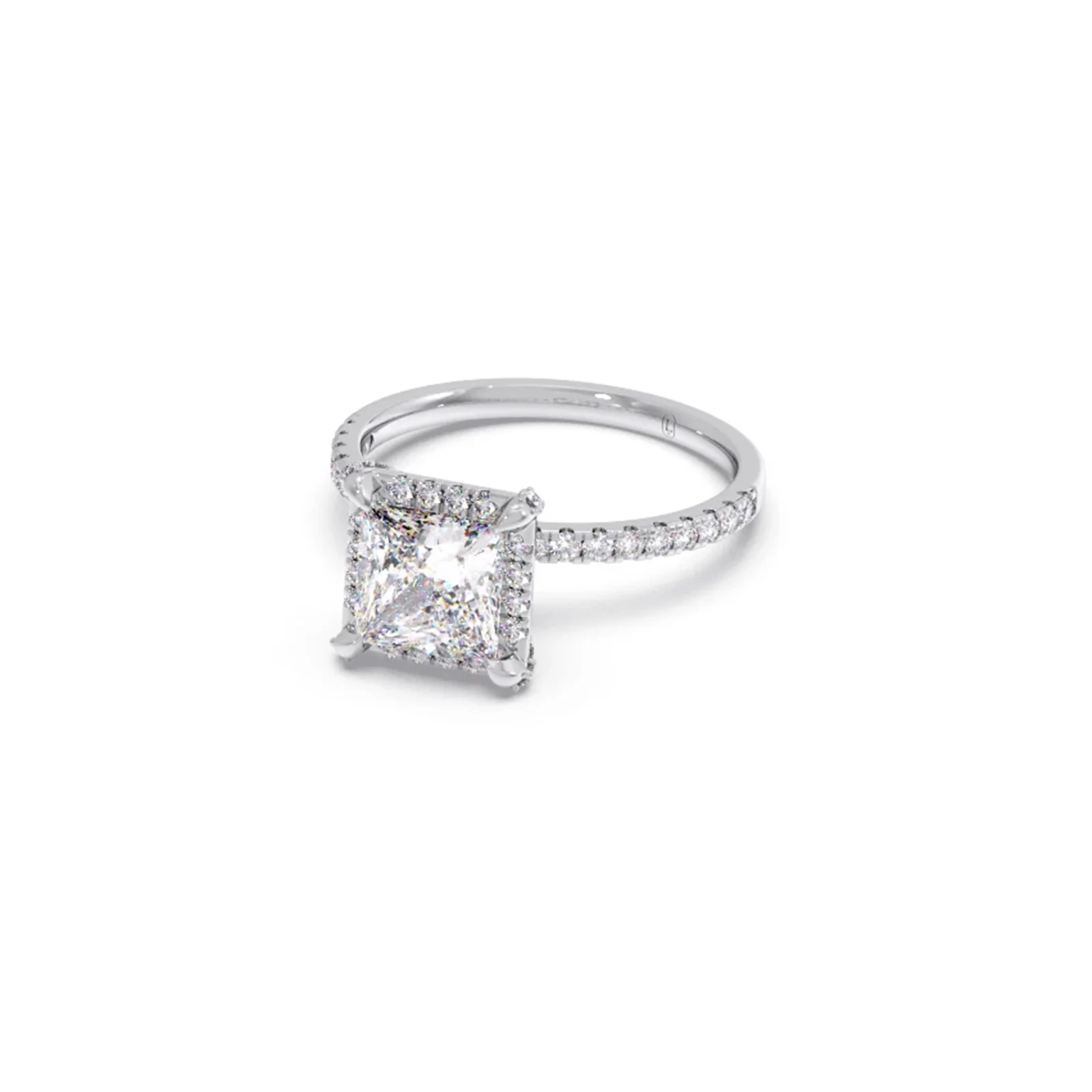 Princess Shape Diamond with Halo Setting Ring - Image 12