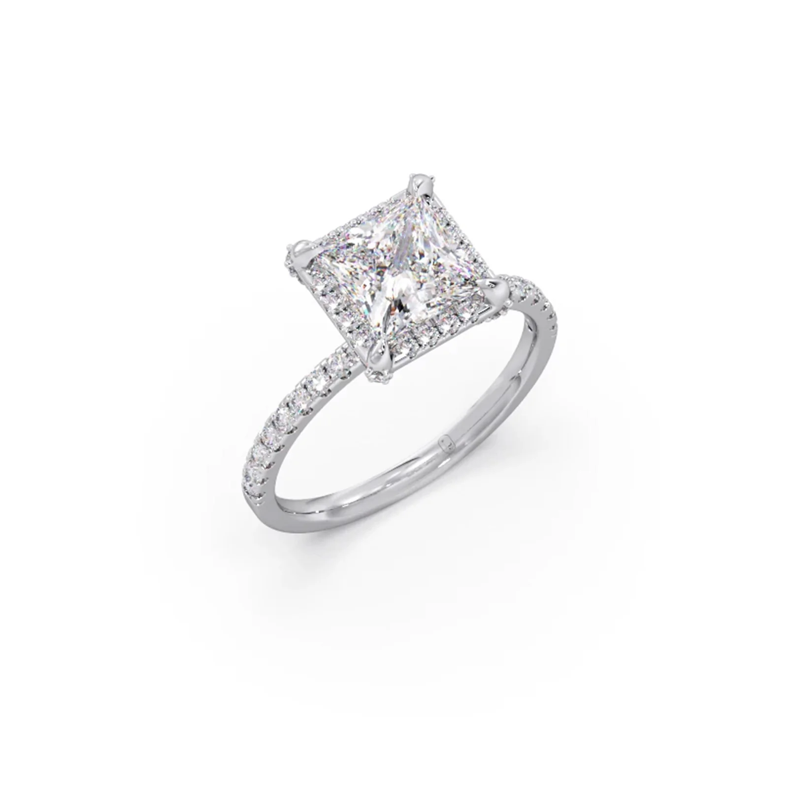 Princess Shape Diamond with Halo Setting Ring - Image 9