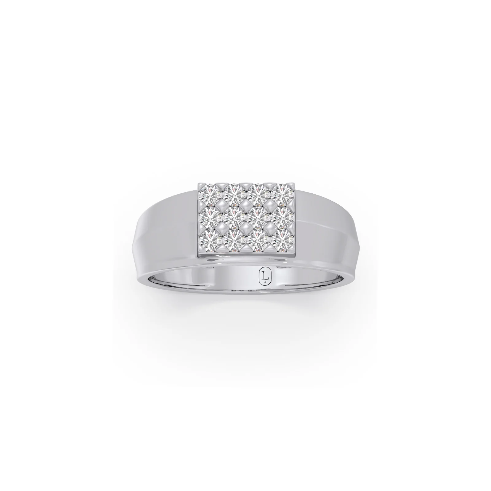 Rectangular Cluster Diamond Mens Ring - Image 10