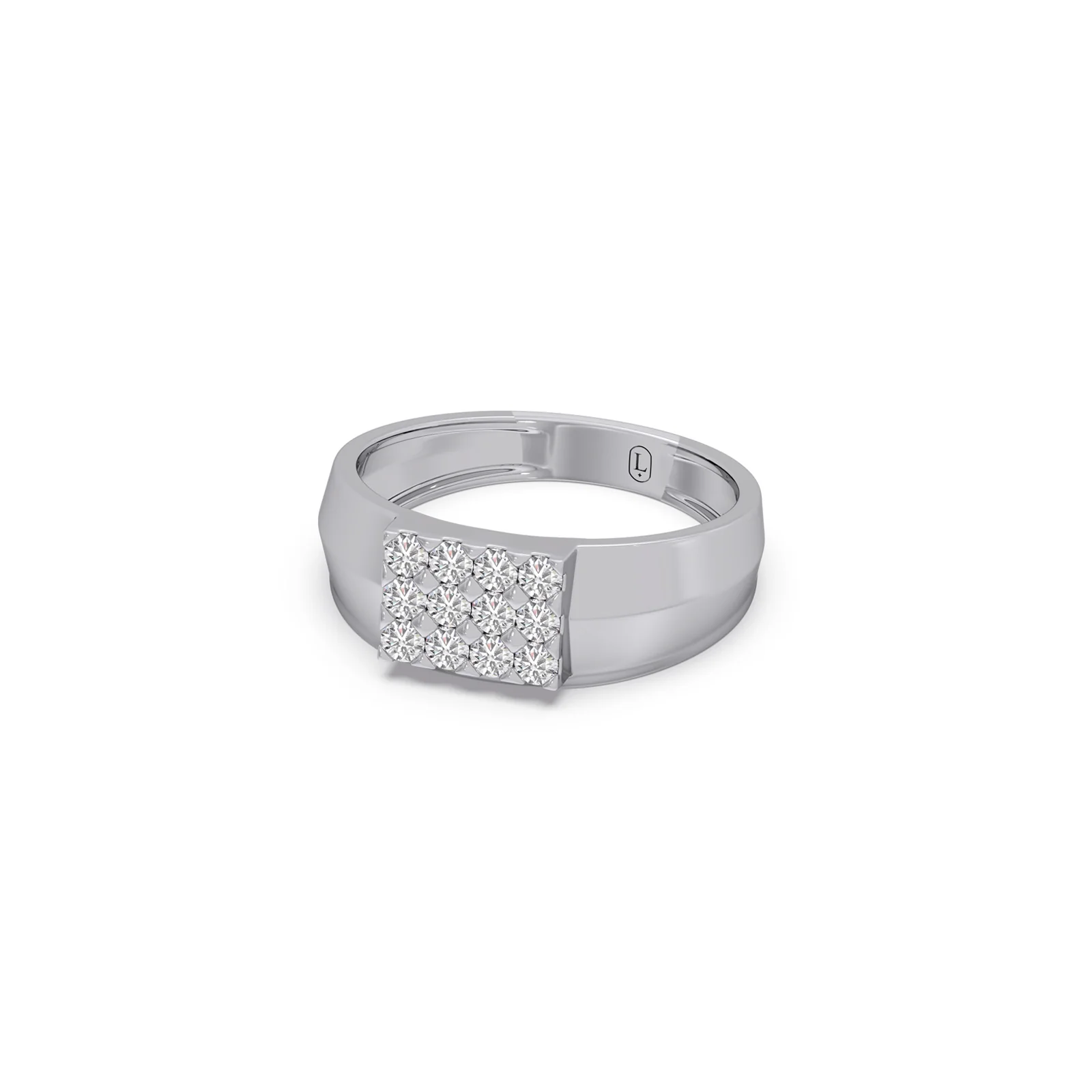 Rectangular Cluster Diamond Mens Ring - Image 12