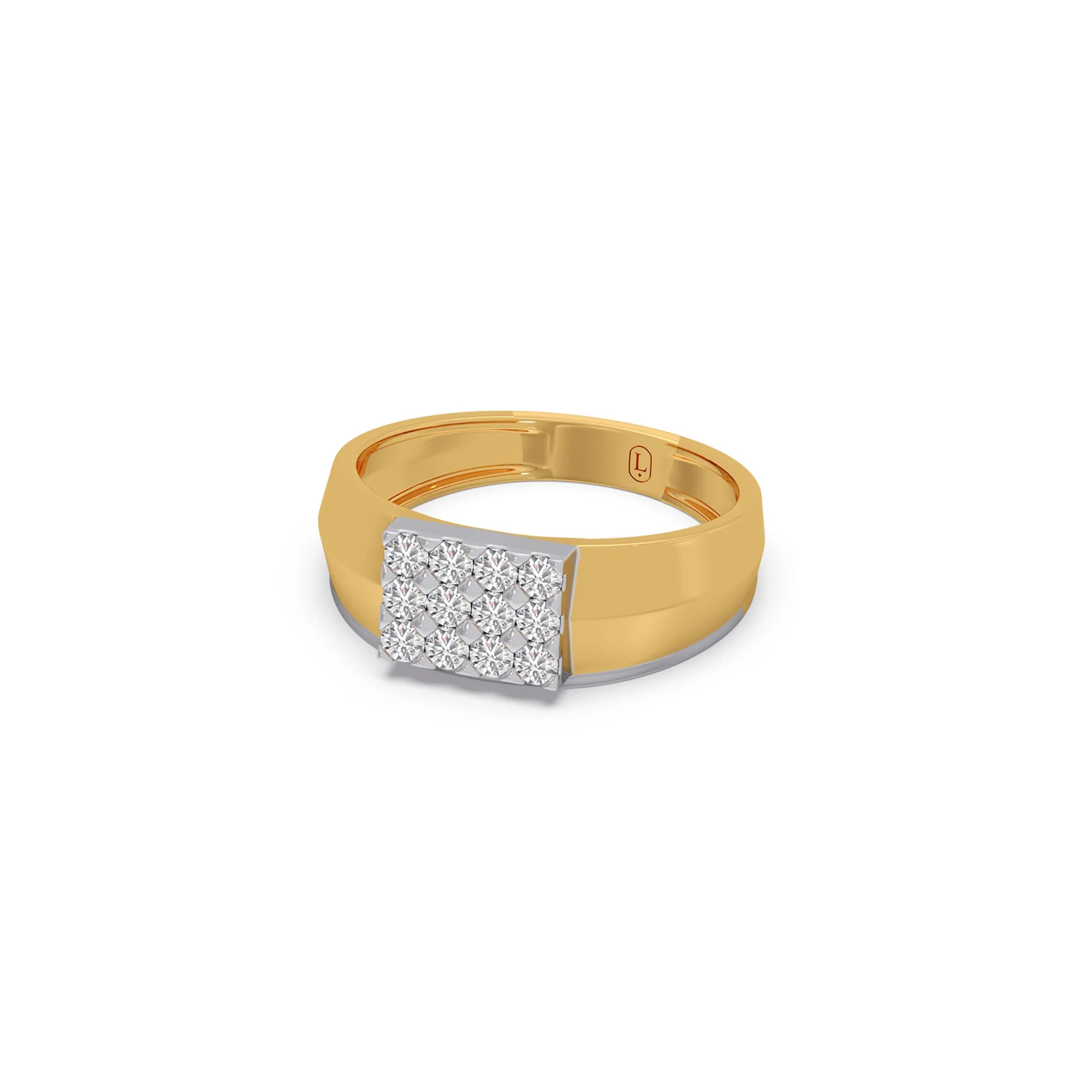 Rectangular Cluster Diamond Mens Ring - Image 4