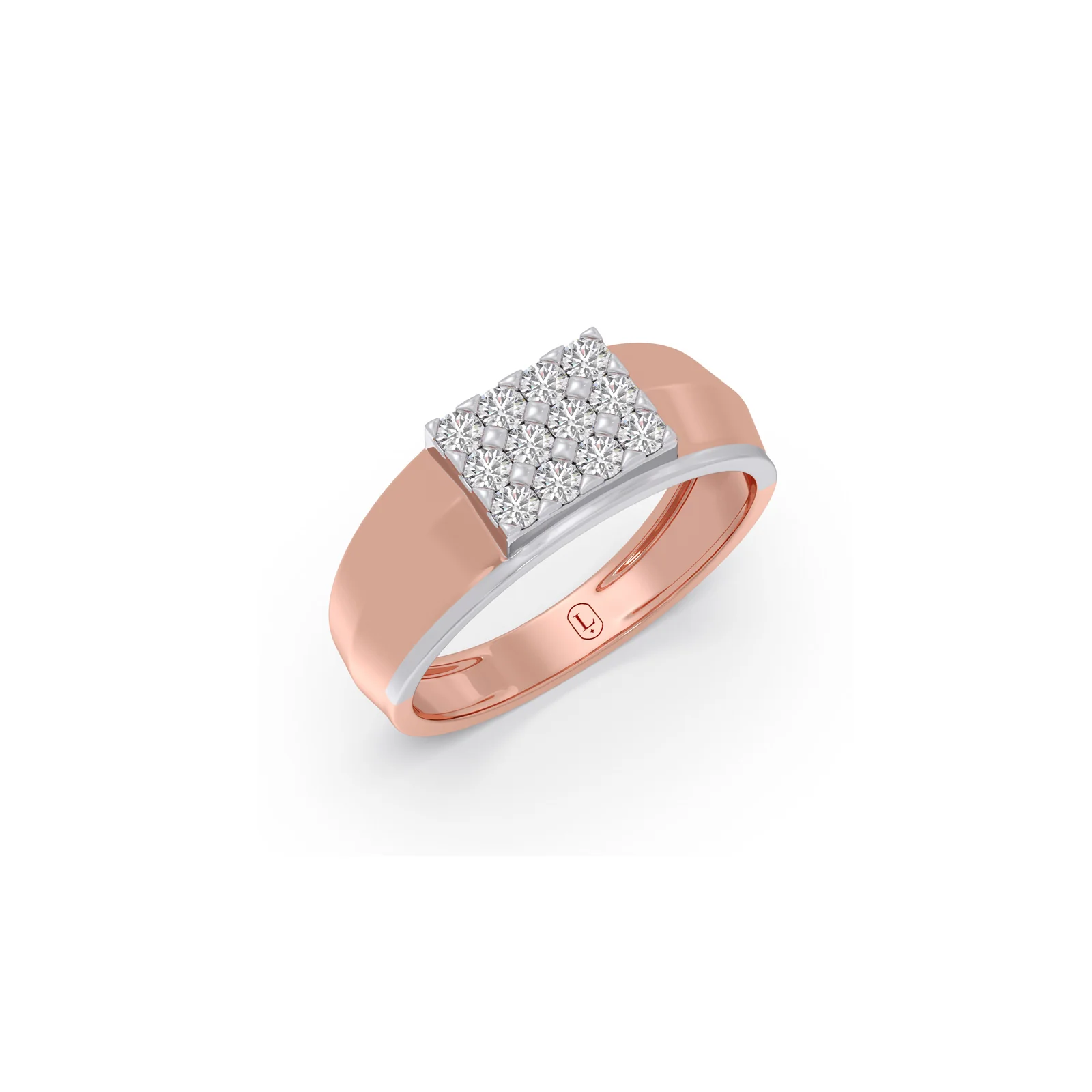 Rectangular Cluster Diamond Mens Ring - Image 5