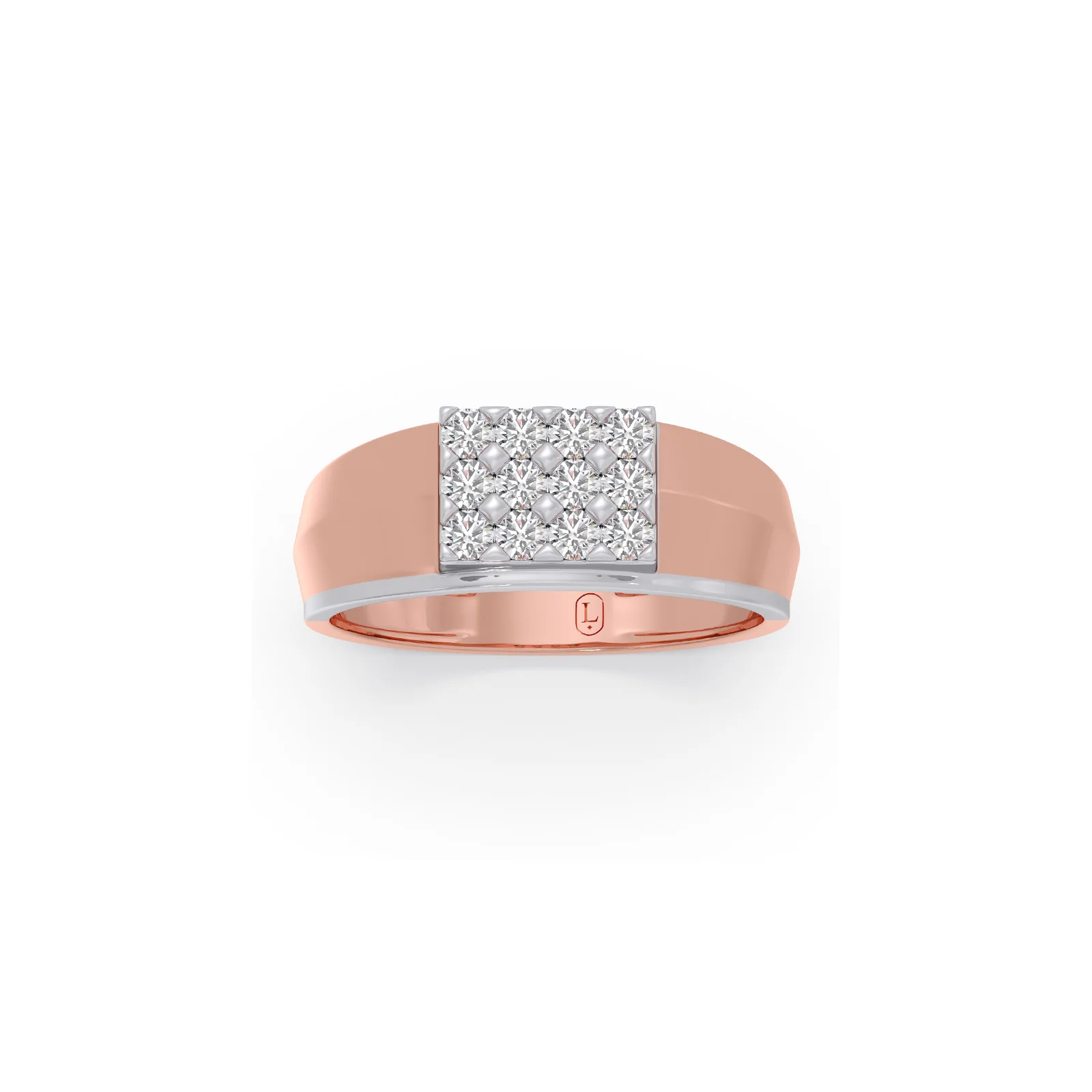 Rectangular Cluster Diamond Mens Ring - Image 6