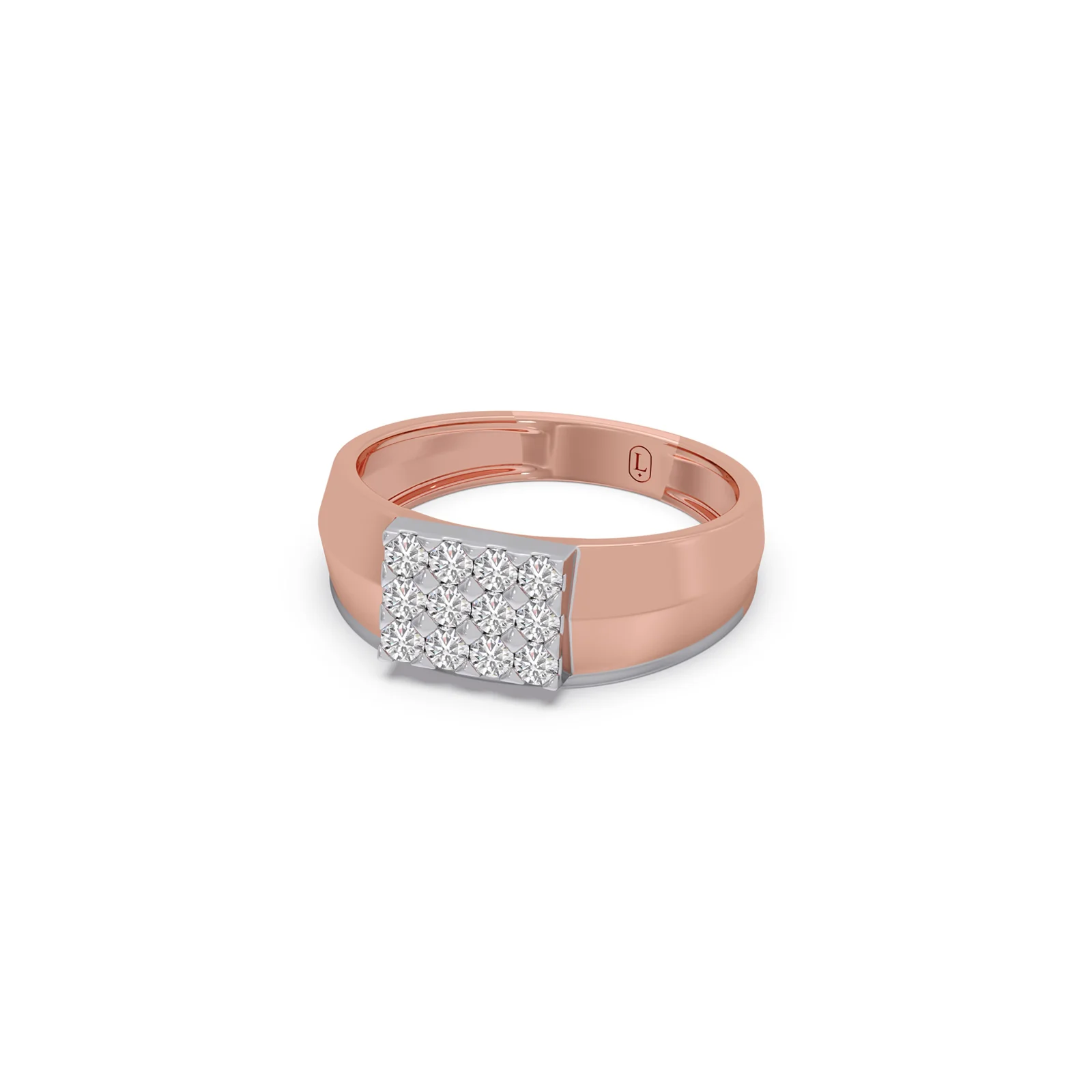 Rectangular Cluster Diamond Mens Ring - Image 8