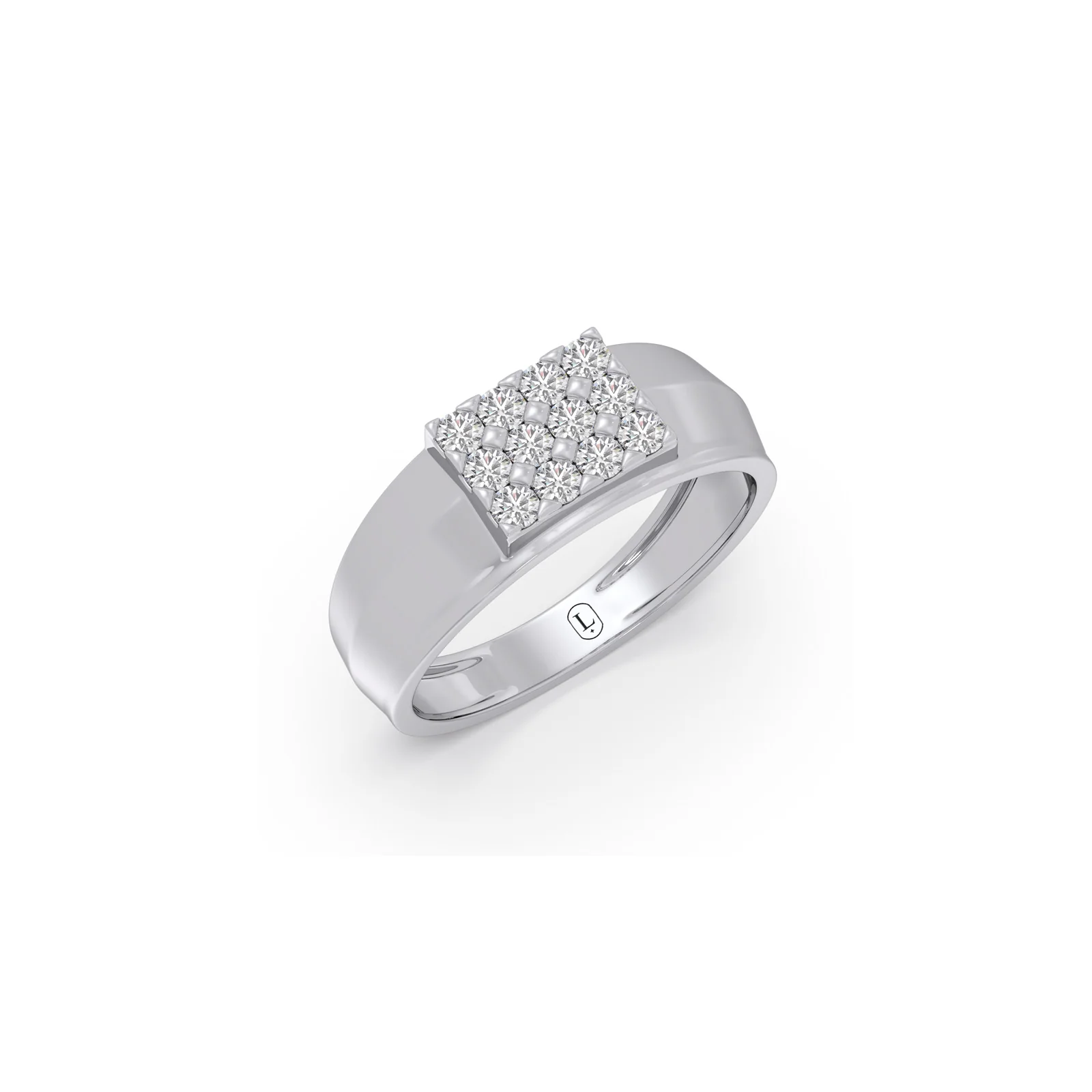 Rectangular Cluster Diamond Mens Ring - Image 9