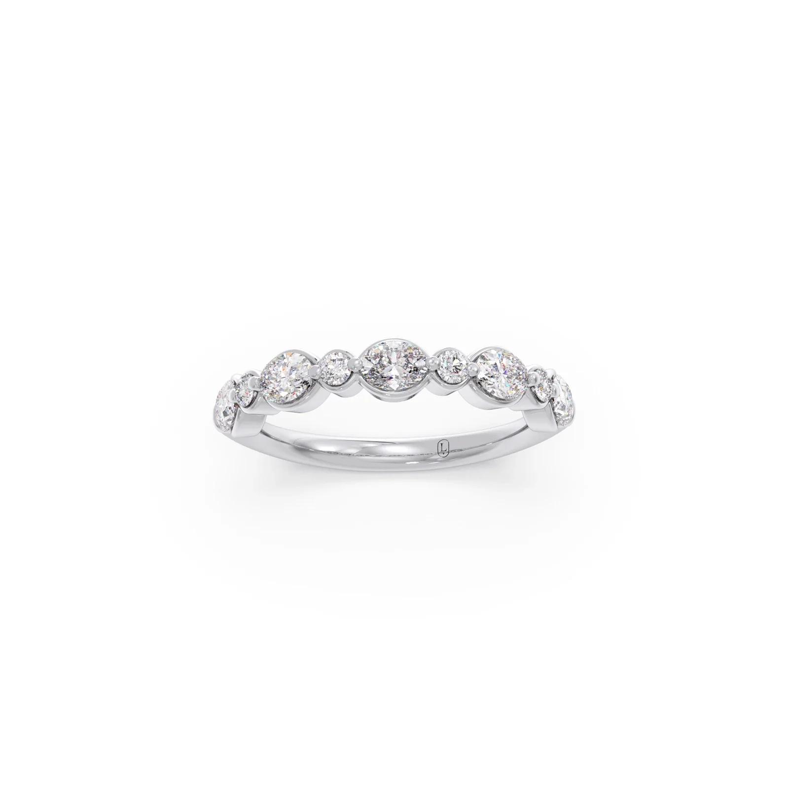 Round and Oval Diamond Half Eternity Band - Image 10