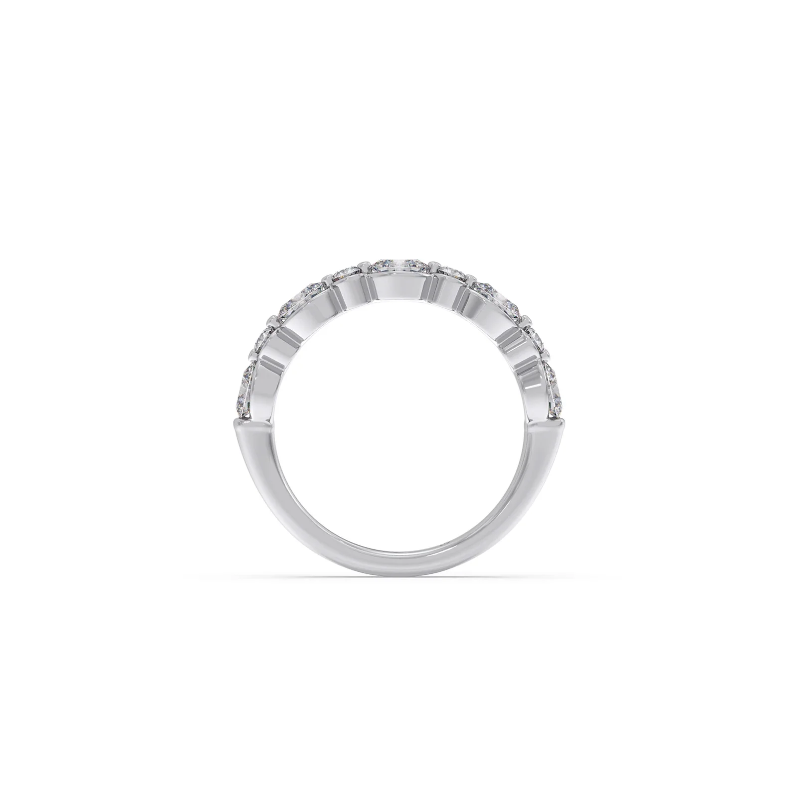 Round and Oval Diamond Half Eternity Band - Image 11