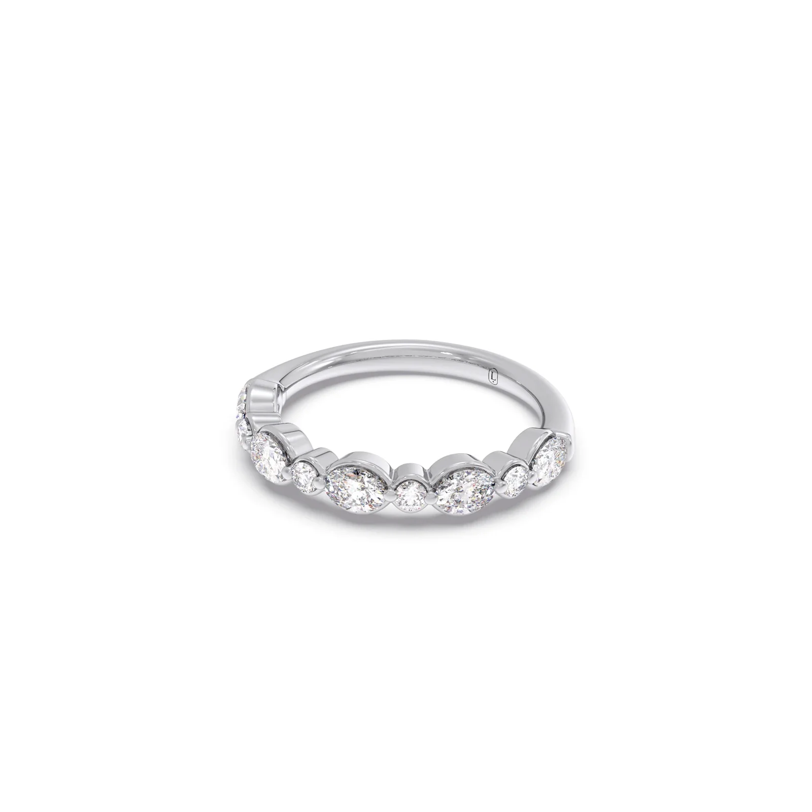 Round and Oval Diamond Half Eternity Band - Image 12