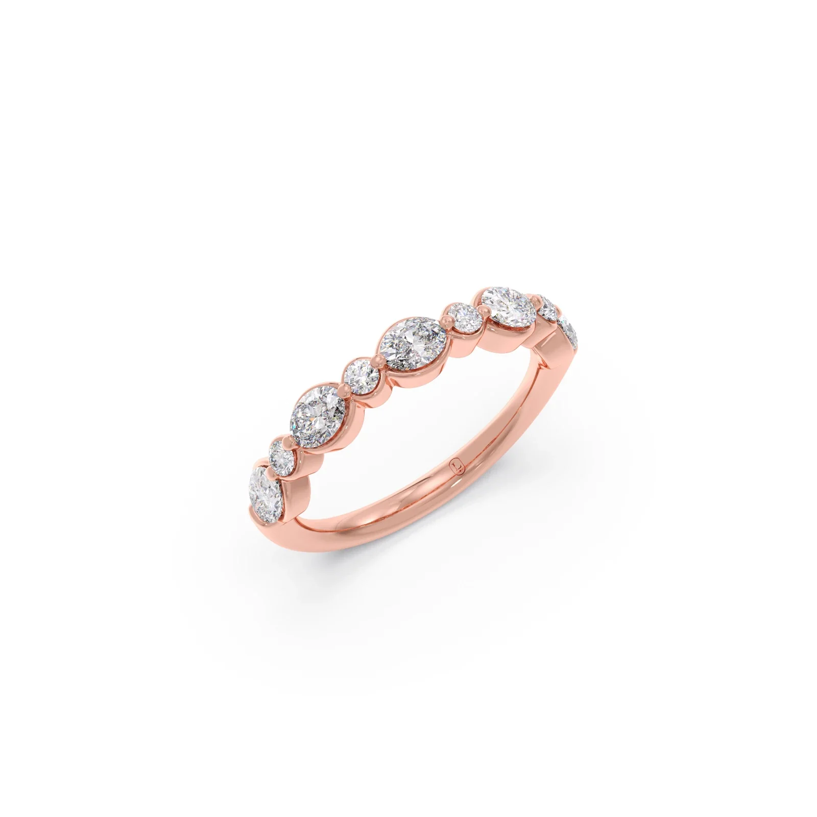 Round and Oval Diamond Half Eternity Band - Image 5