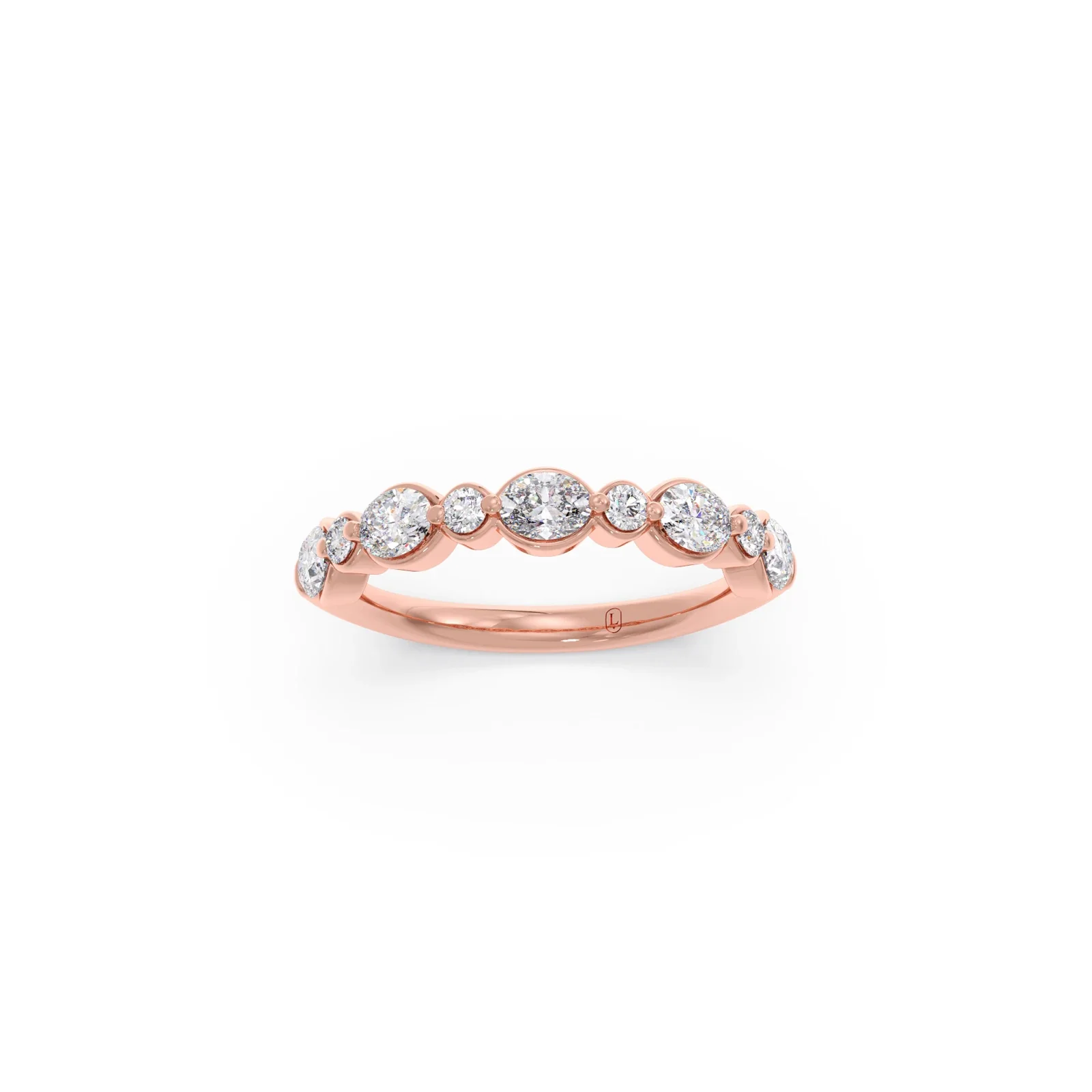 Round and Oval Diamond Half Eternity Band - Image 6