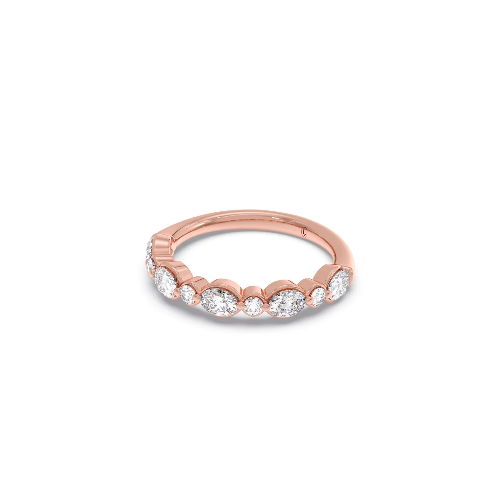 Round and Oval Diamond Half Eternity Band - Image 8