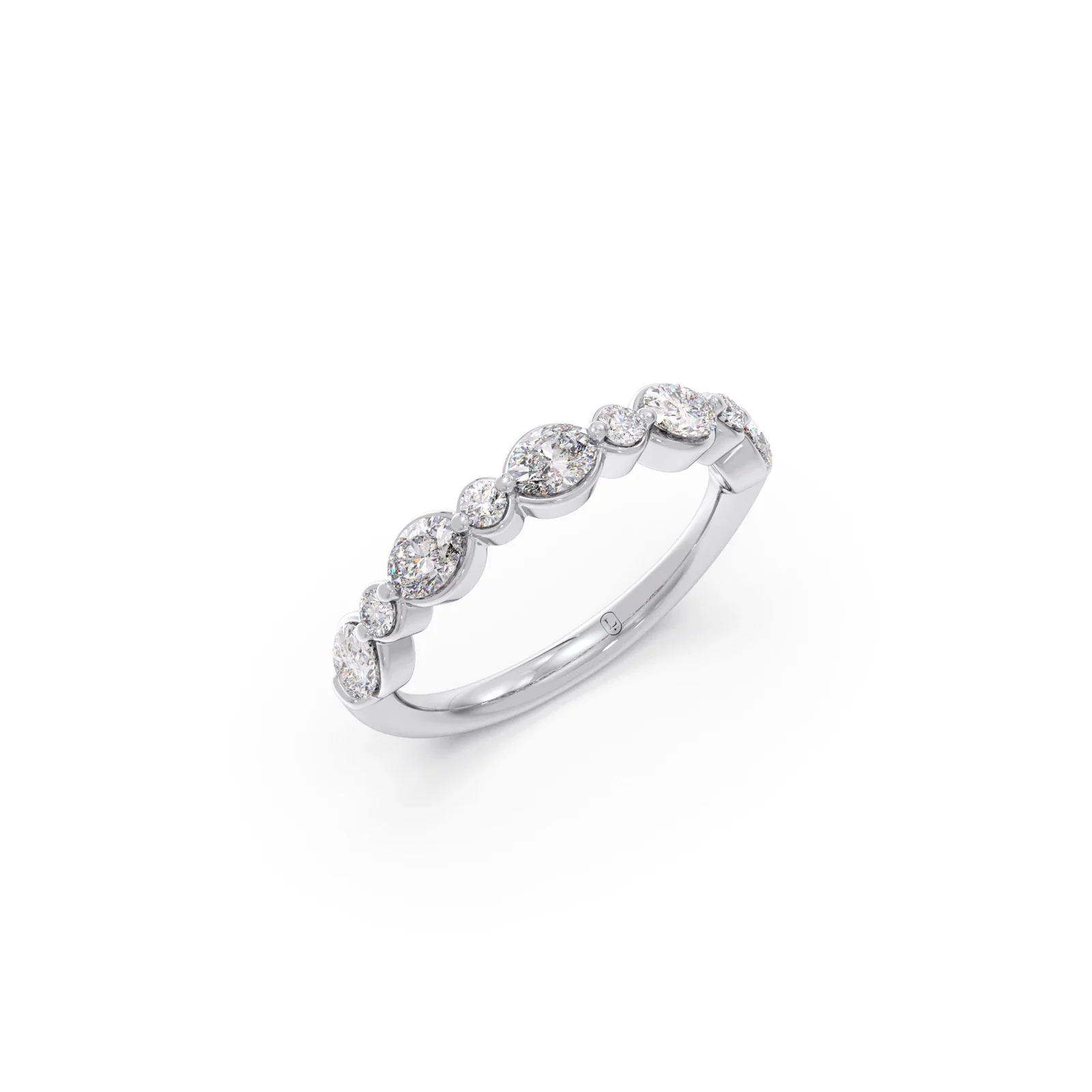 Round and Oval Diamond Half Eternity Band - Image 9