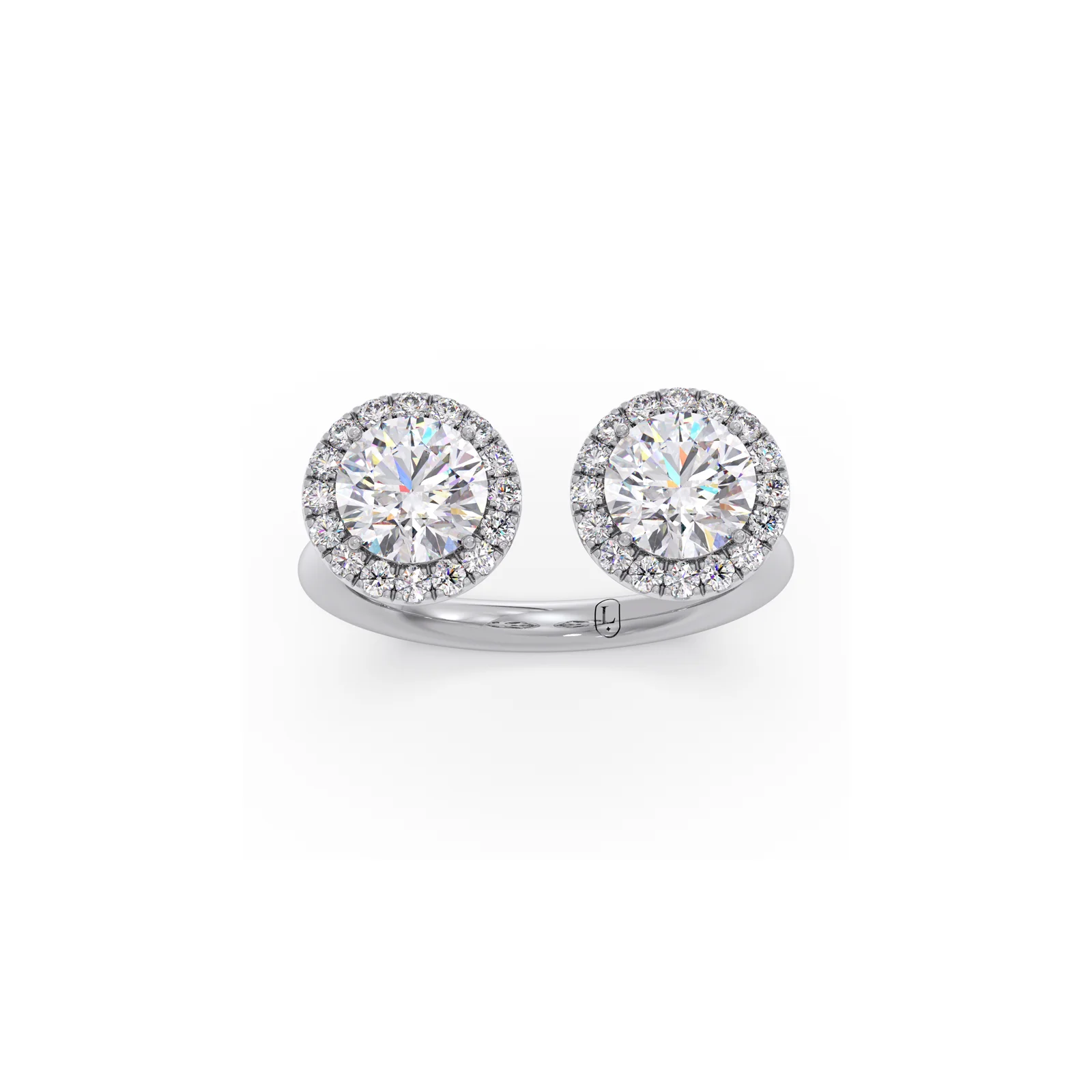 Round Gemini Halo Diamond Ring - Image 10