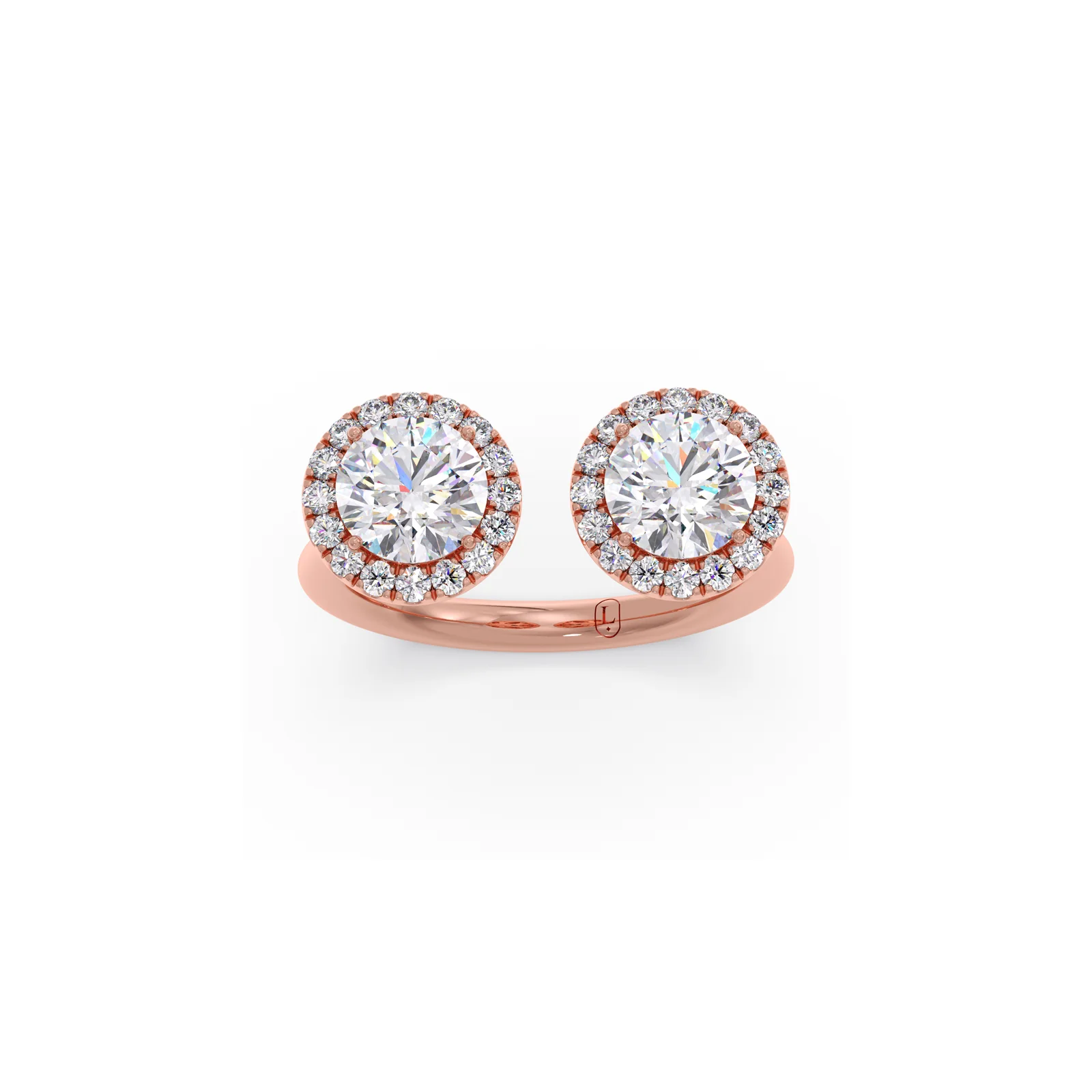 Round Gemini Halo Diamond Ring - Image 6