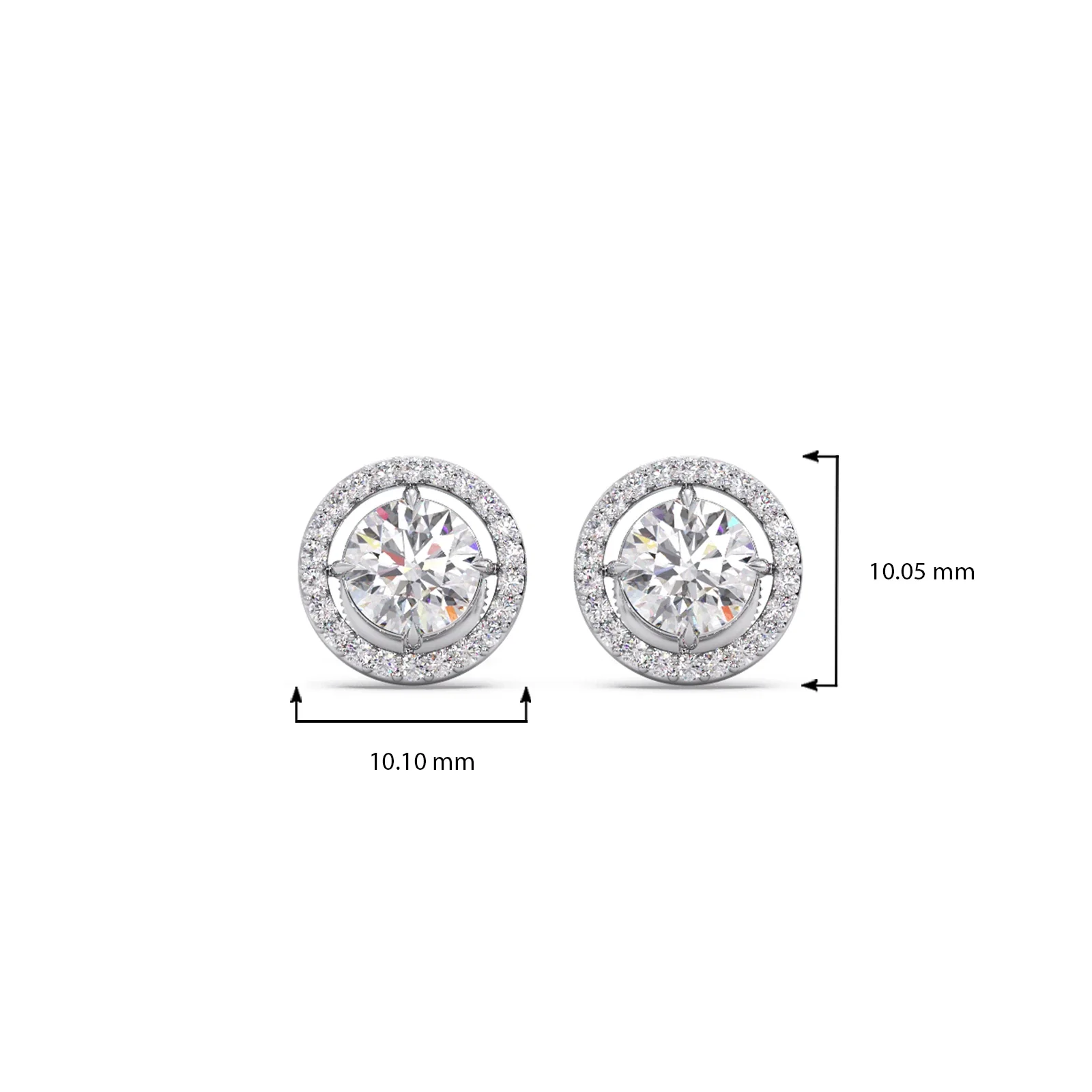 Round Halo Stud Earrings - Image 12