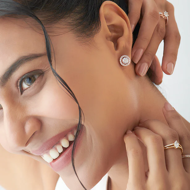 Round Halo Stud Earrings - Image 14