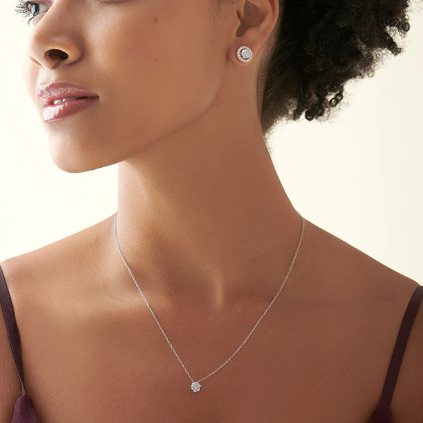 Round Halo Stud Earrings - Image 15