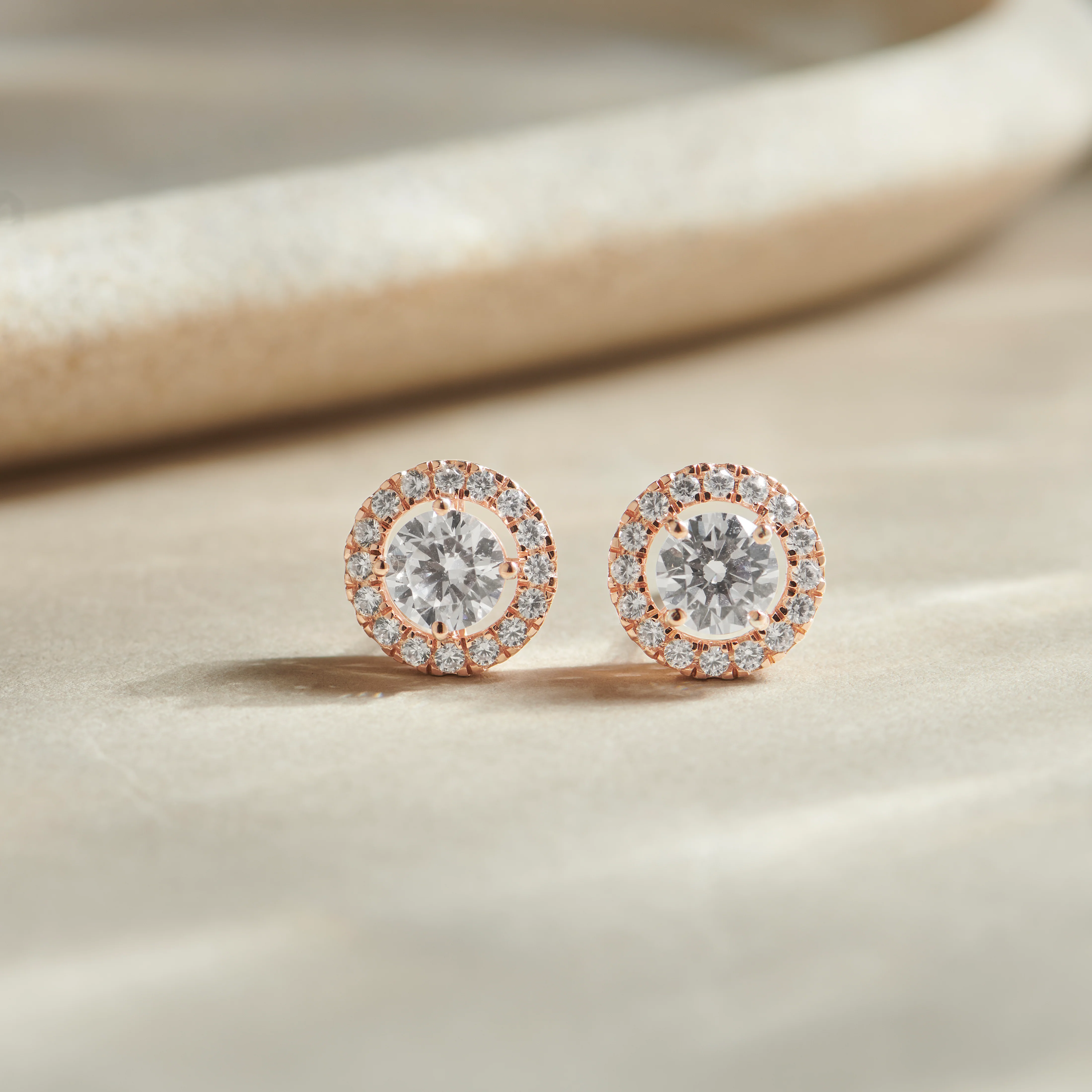 Round Halo Stud Earrings - Image 16