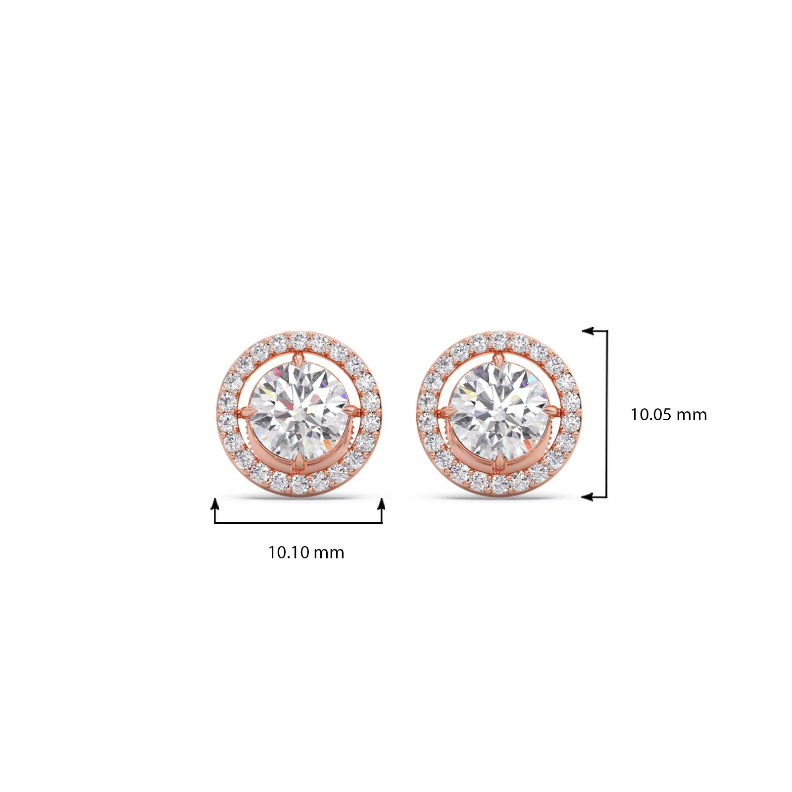 Round Halo Stud Earrings - Image 4