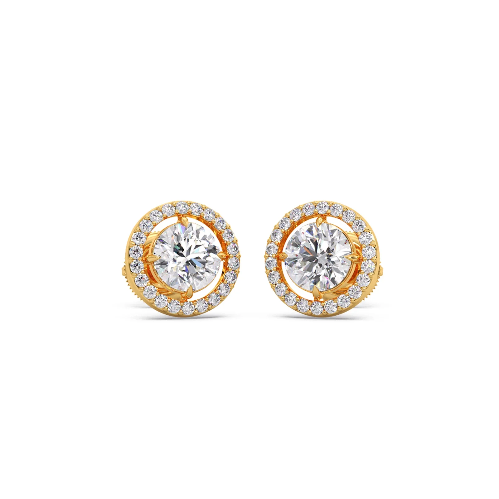 Round Halo Stud Earrings - Image 5