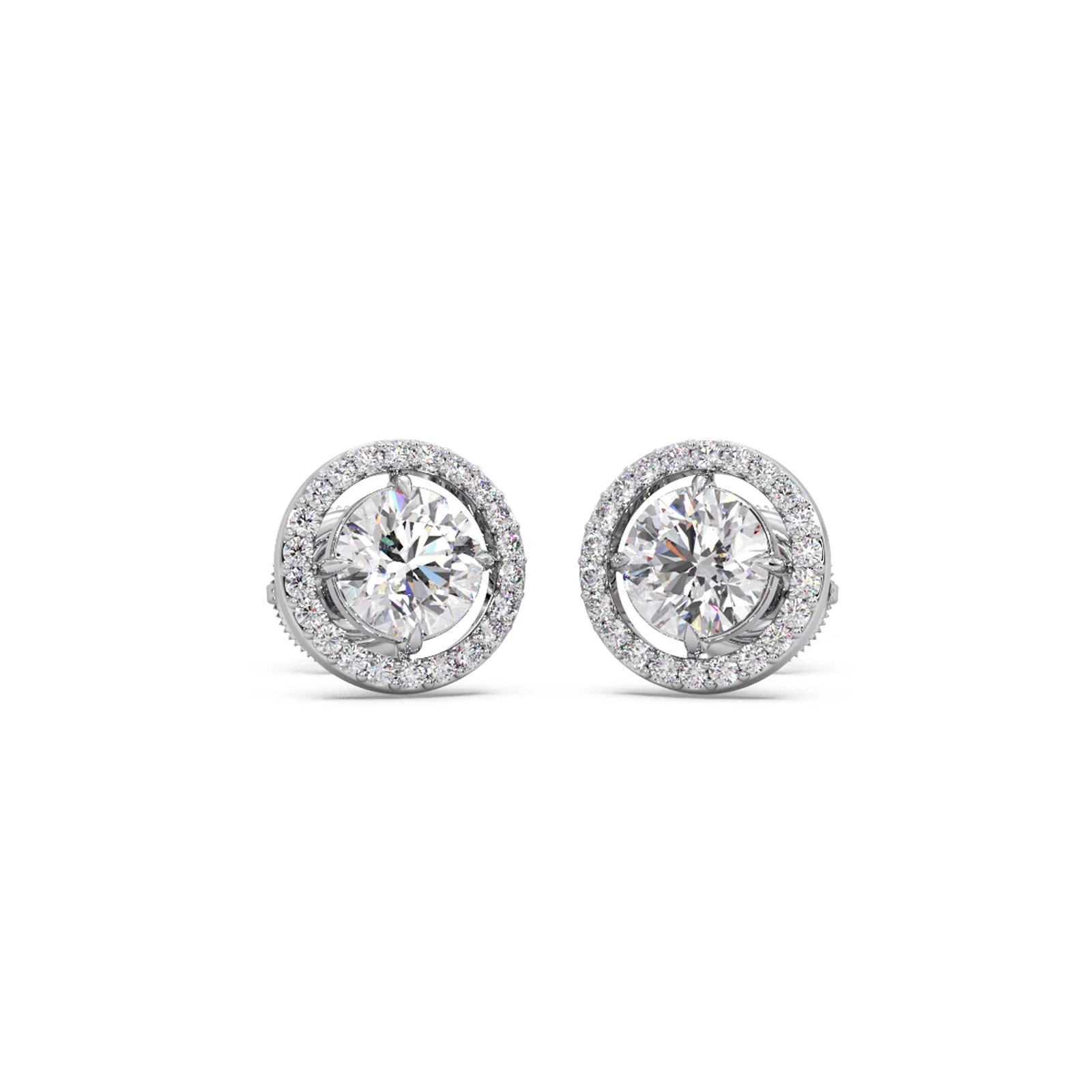 Round Halo Stud Earrings - Image 9