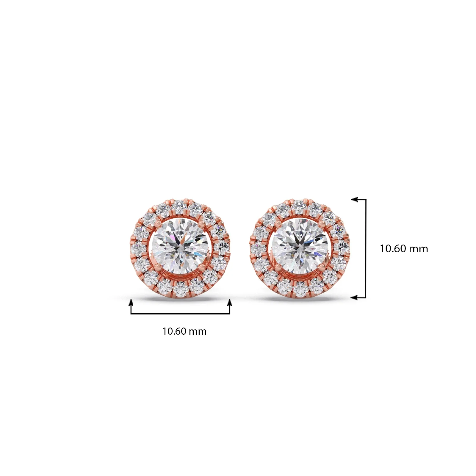 Round Shape LGD Earrings with Halo Setting - Image 12