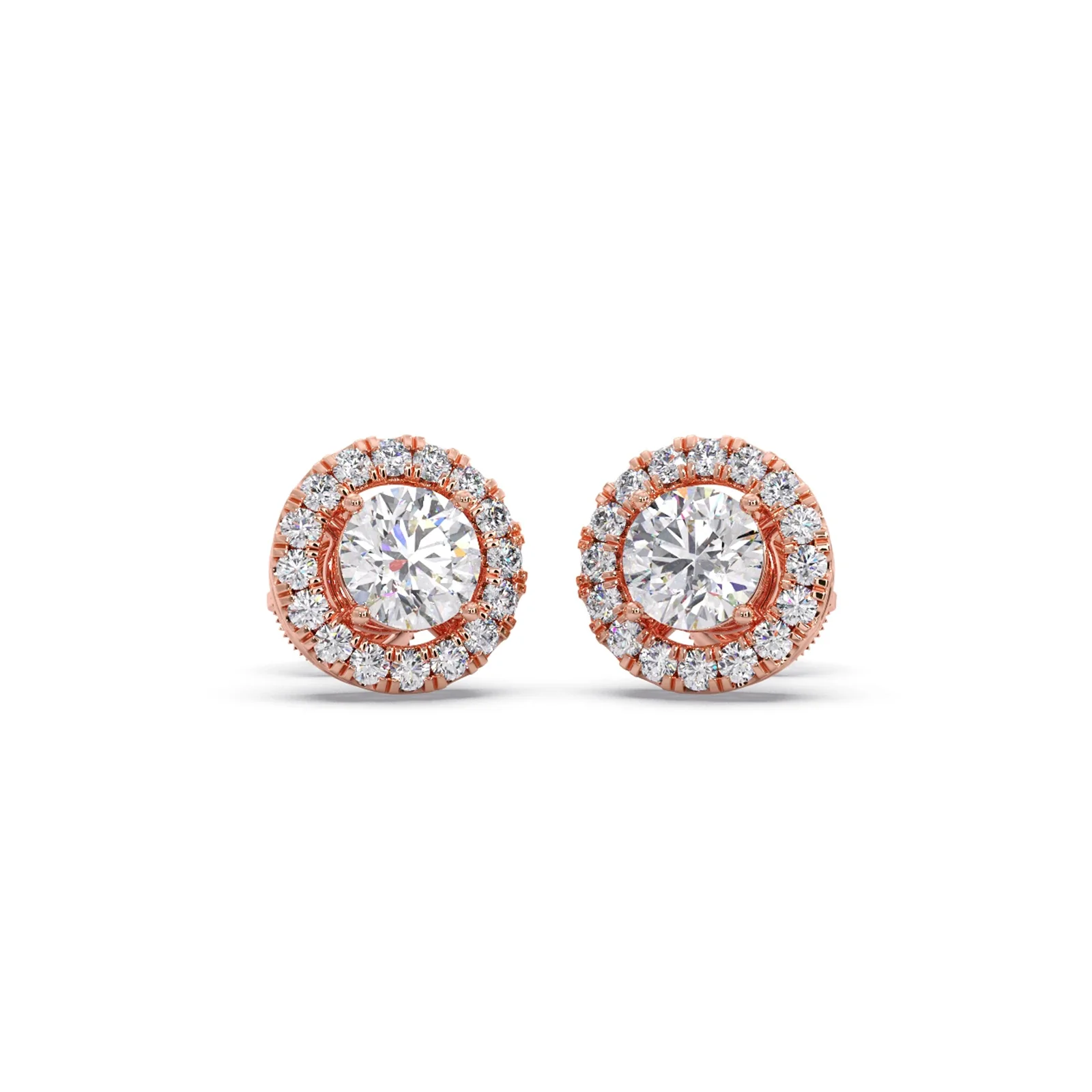 Round Shape LGD Earrings with Halo Setting - Image 9