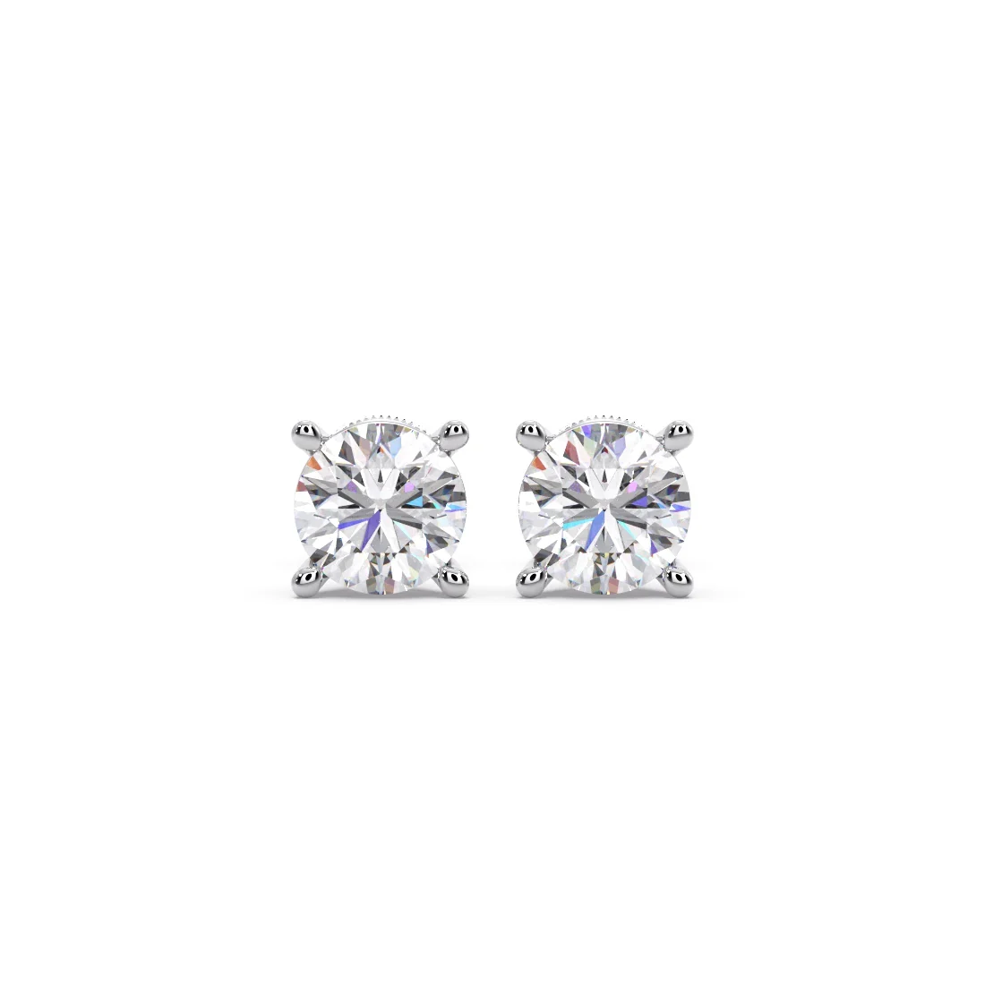 Round Solitaire 4-Prong Basket Stud Earrings7.5mm - Image 4