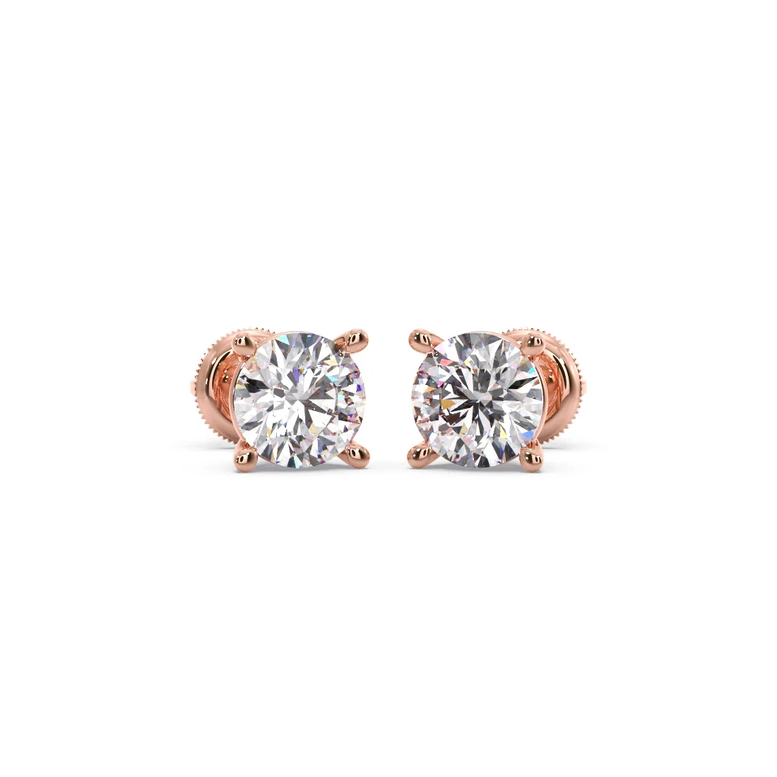 Round Solitaire 4-Prong Basket Stud Earrings7.5mm - Image 9