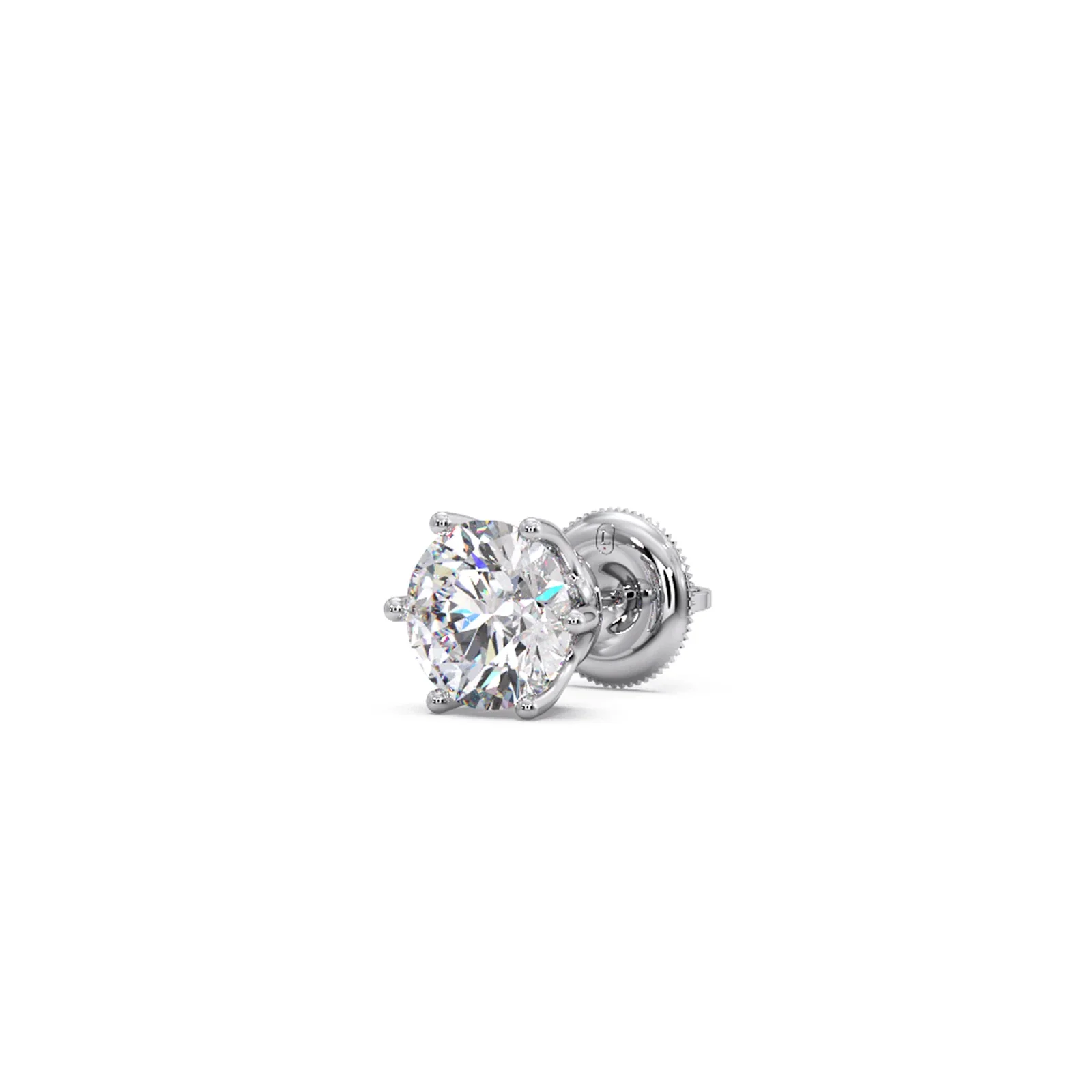 Six-Prong Round Brilliant Cut Diamond Stud Earrings - Image 10