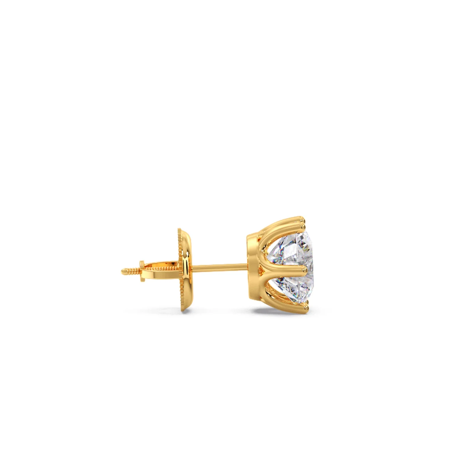 Six-Prong Round Brilliant Cut Diamond Stud Earrings - Image 3