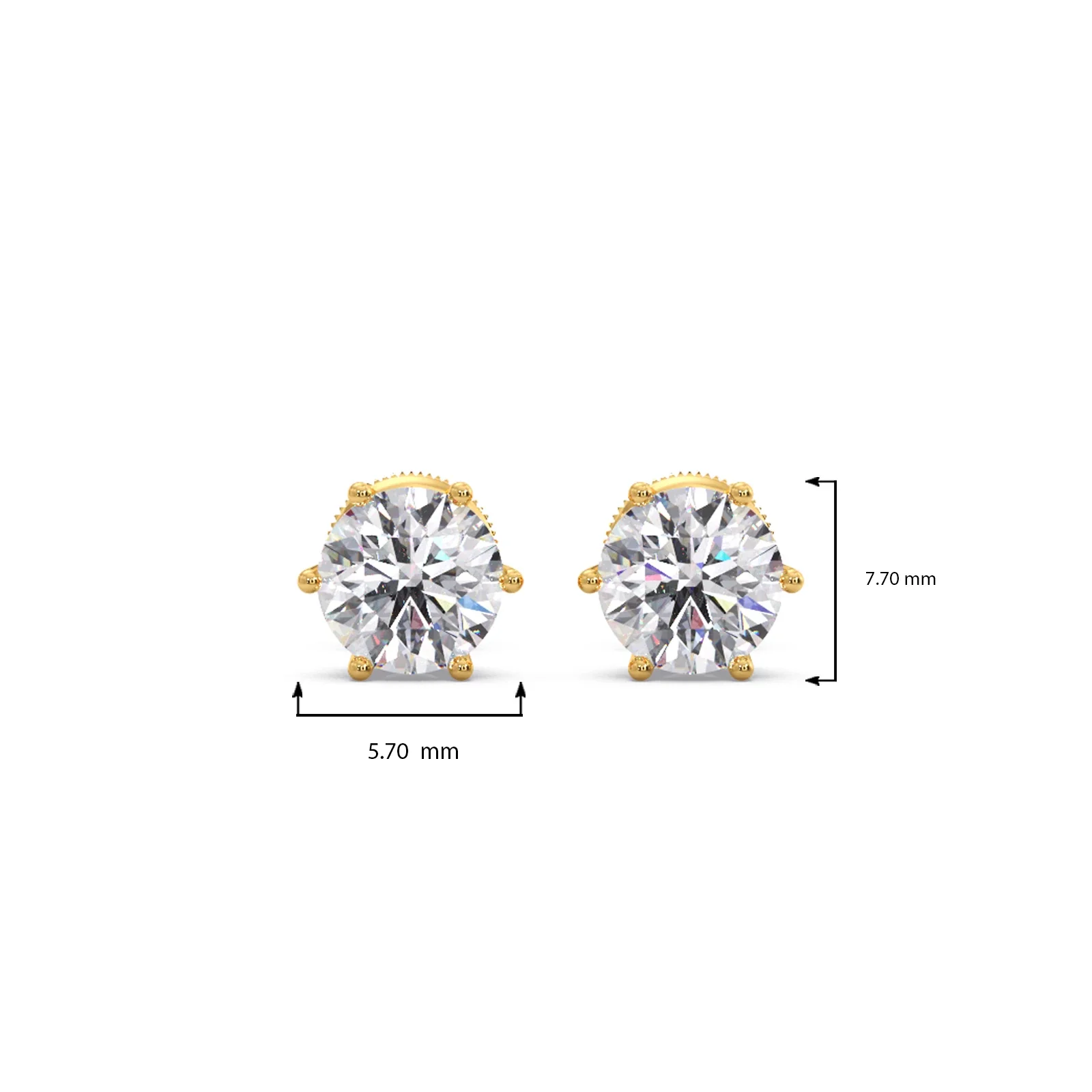 Six-Prong Round Brilliant Cut Diamond Stud Earrings - Image 4